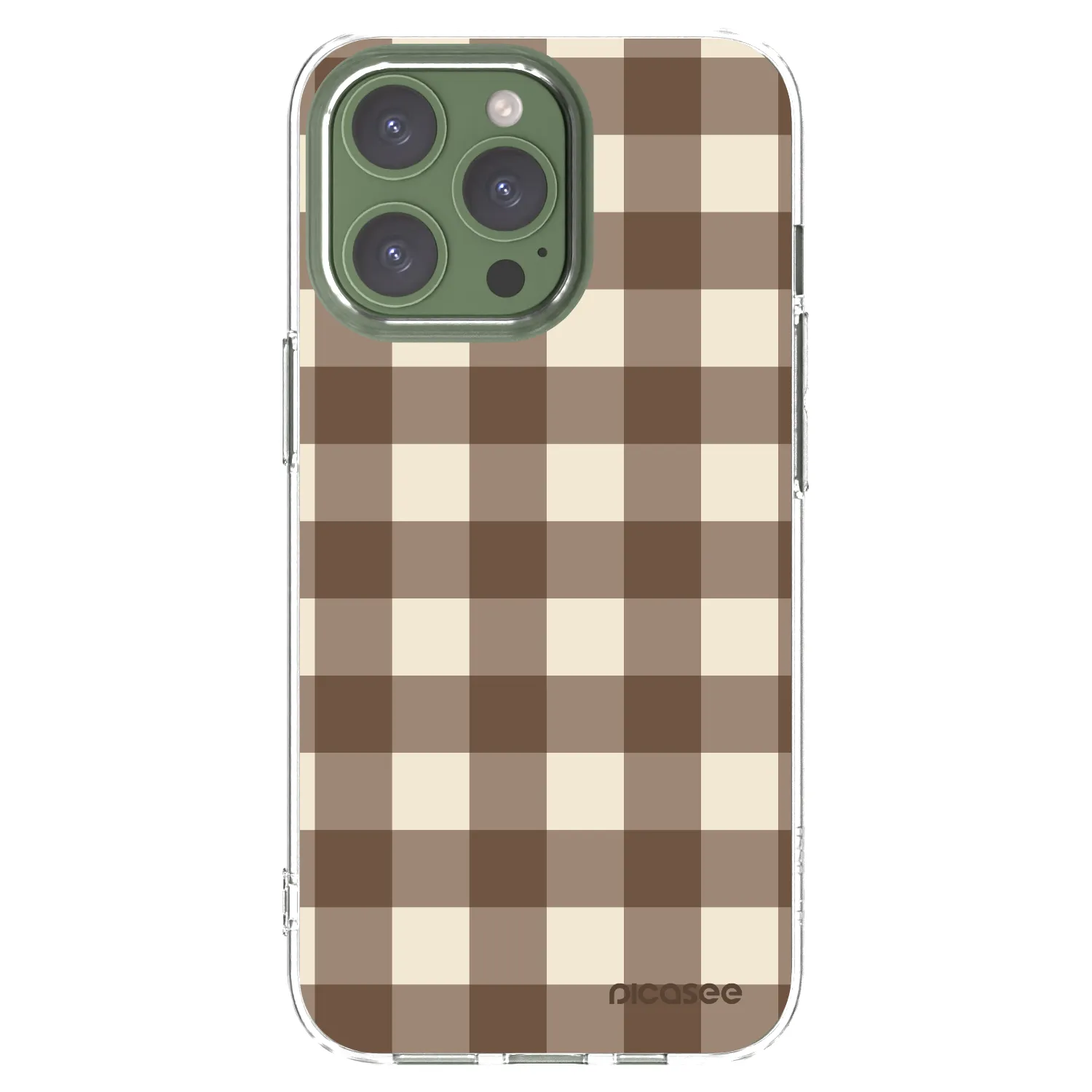 Picasee silikonska prozirna maskica za Apple iPhone 13 Pro - Brown grid