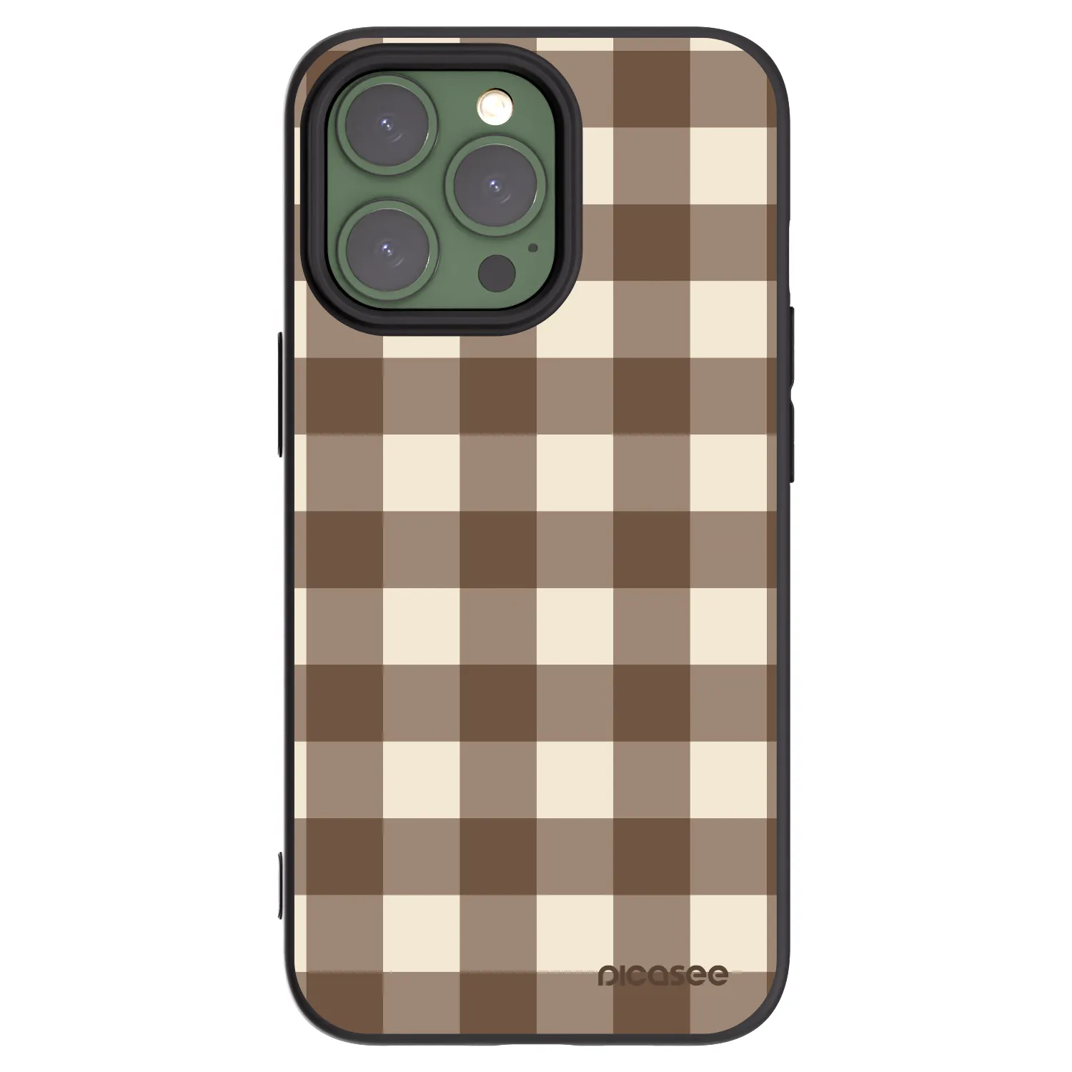 Picasee crna silikonska maskica za Apple iPhone 13 Pro - Brown grid