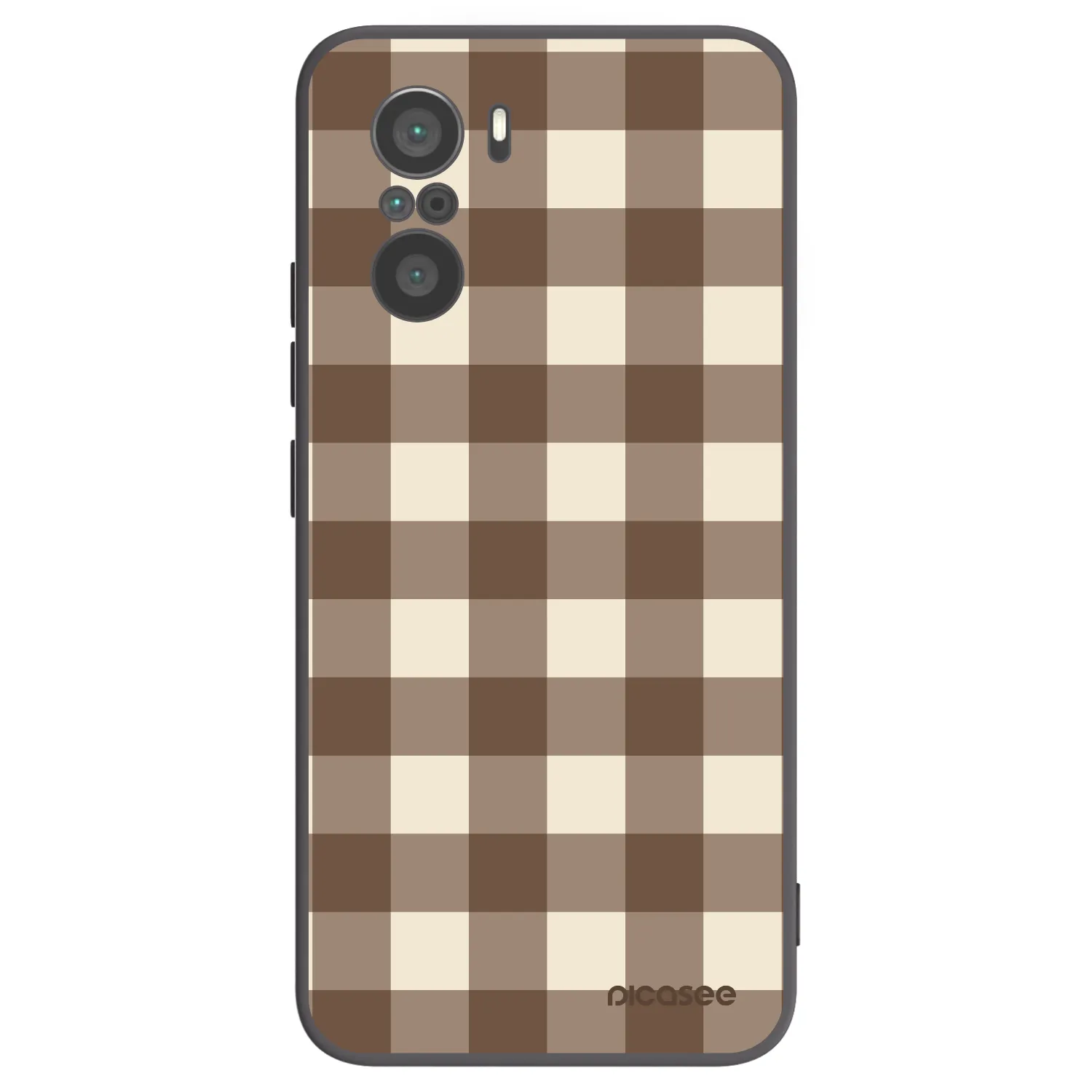 Picasee crna silikonska maskica za Xiaomi Poco F3 - Brown grid