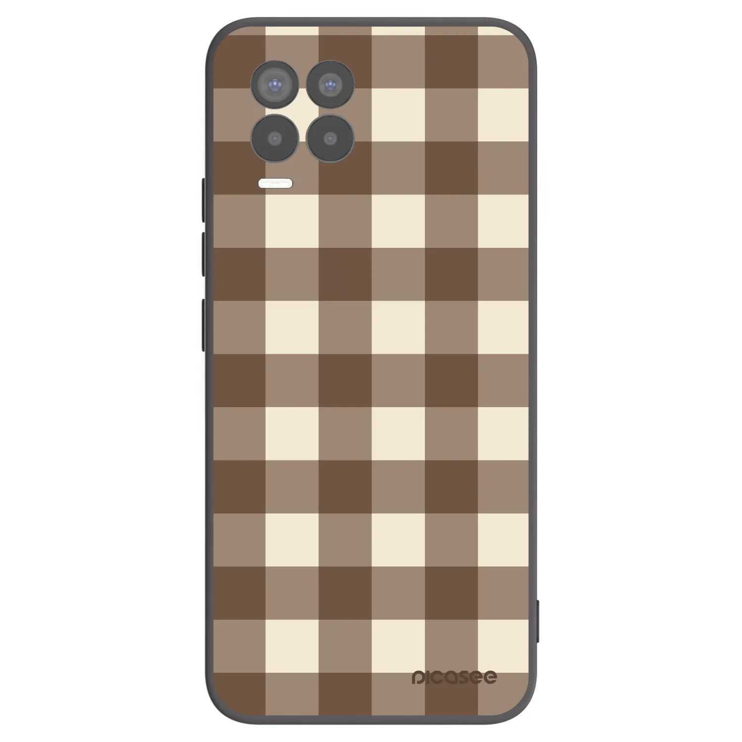 Picasee crna silikonska maskica za Realme 8 4G - Brown grid