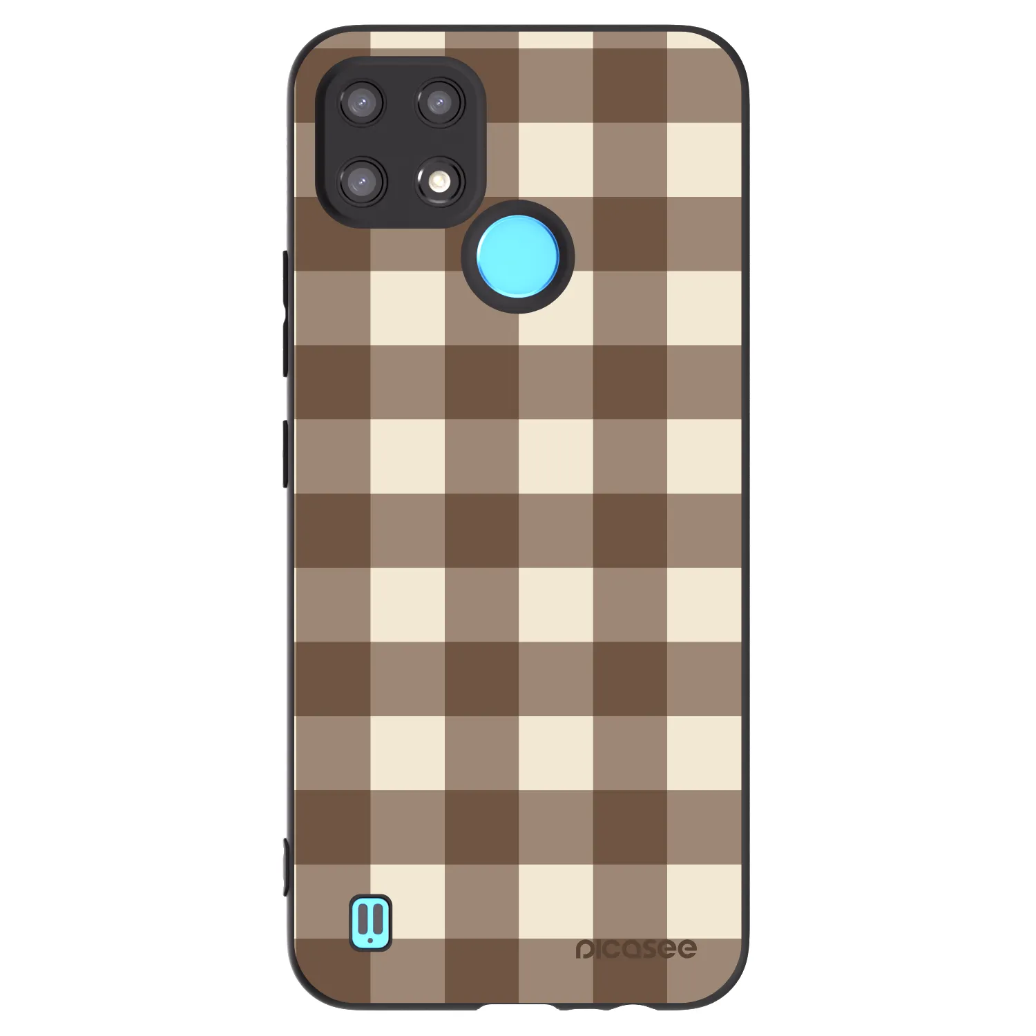 Picasee crna silikonska maskica za Realme C21 - Brown grid