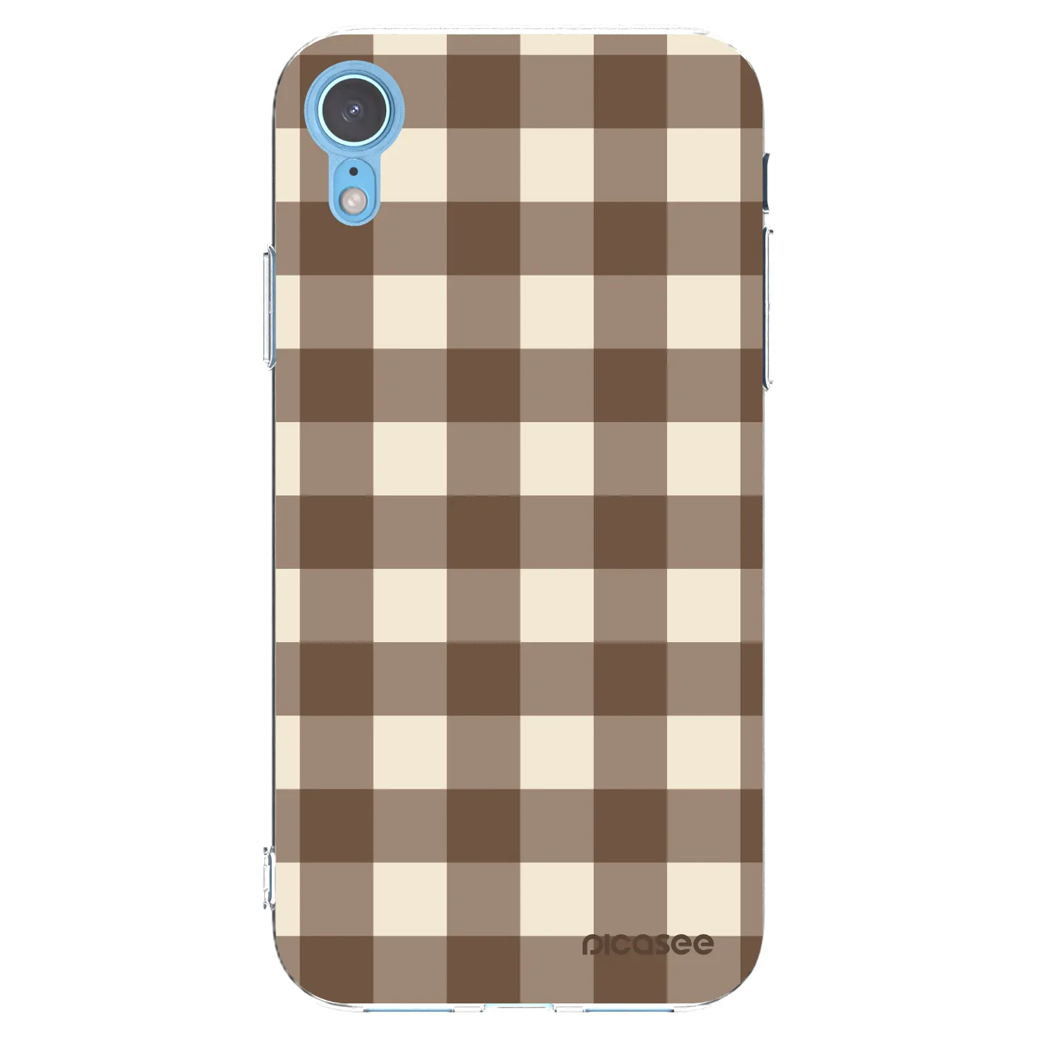 Picasee silikonska prozirna maskica za Apple iPhone XR - Brown grid