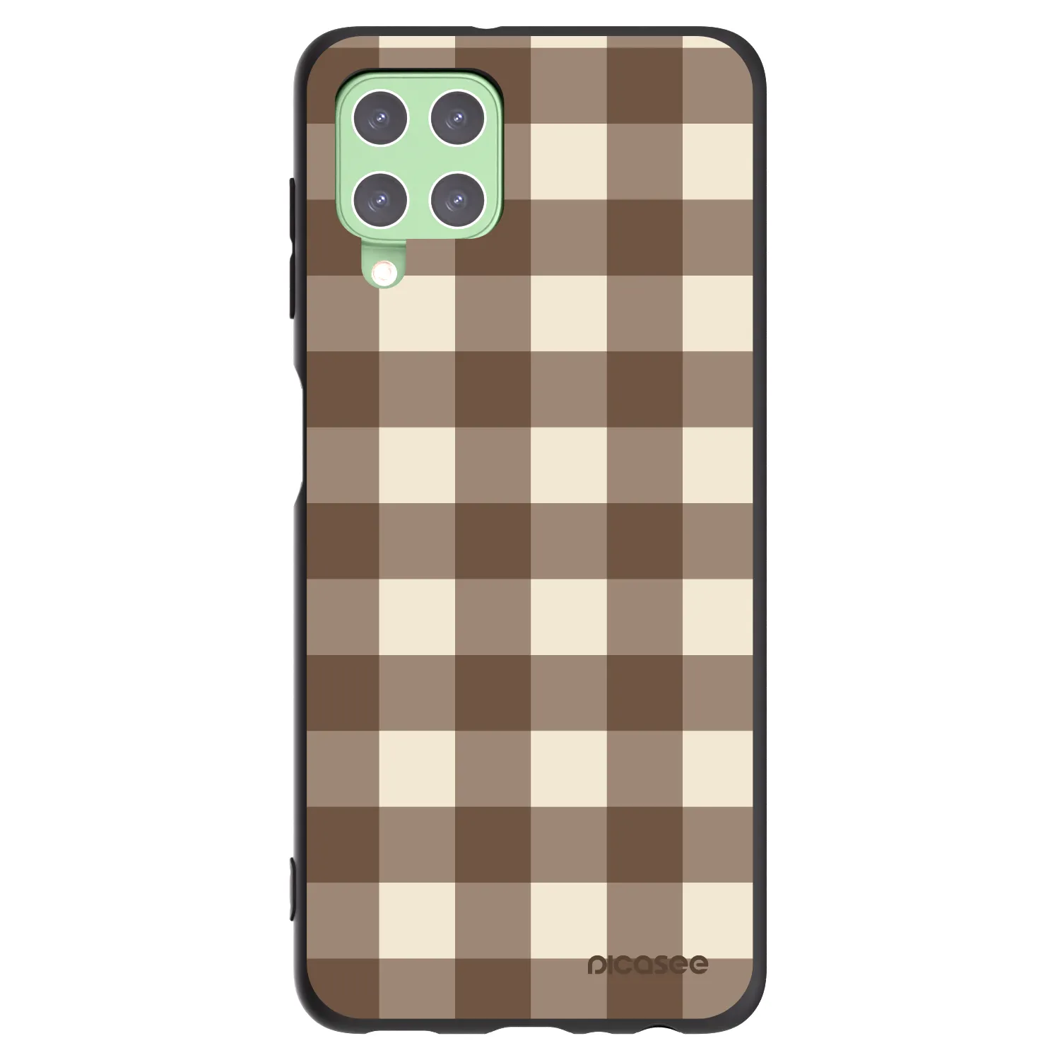 Picasee crna silikonska maskica za Samsung Galaxy A22 A225F 4G - Brown grid