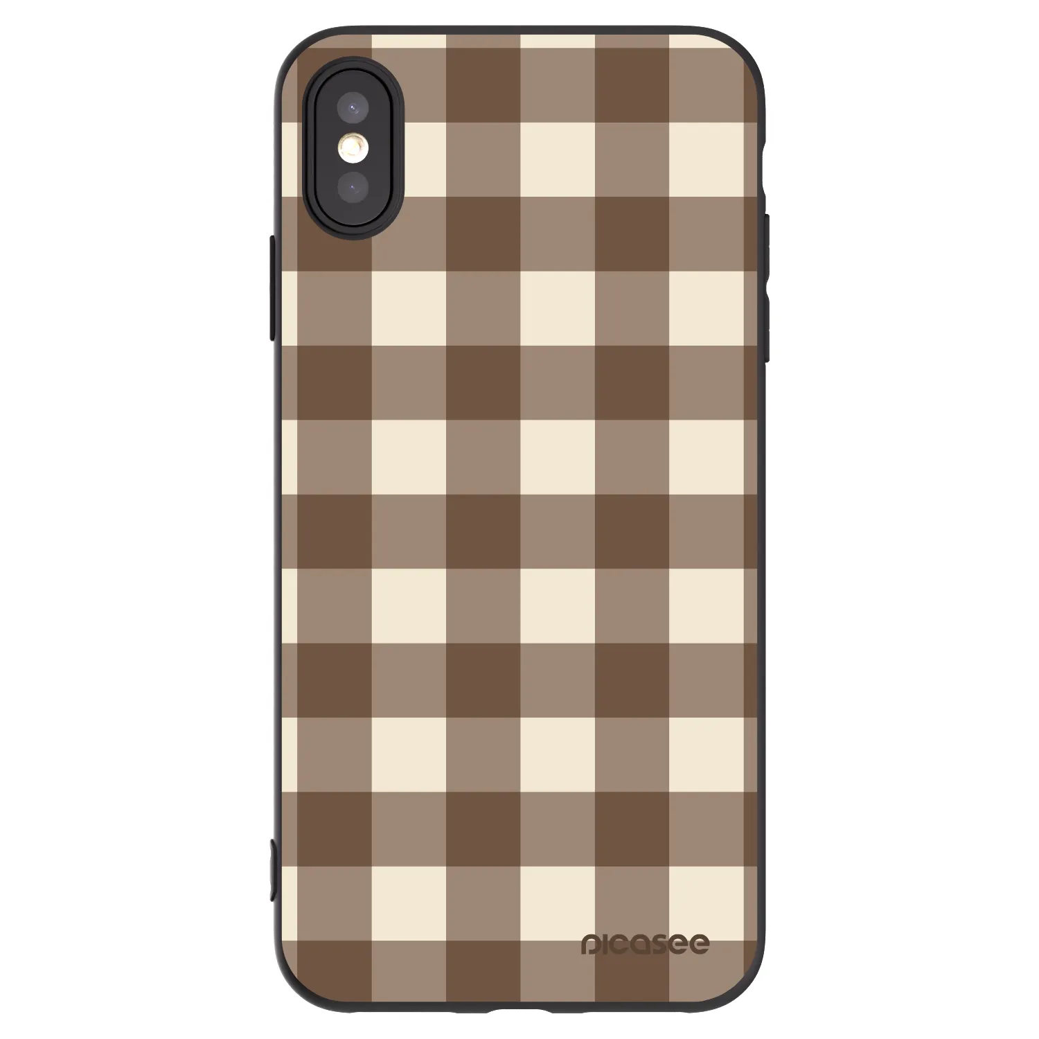 Picasee crna silikonska maskica za Apple iPhone XS Max - Brown grid