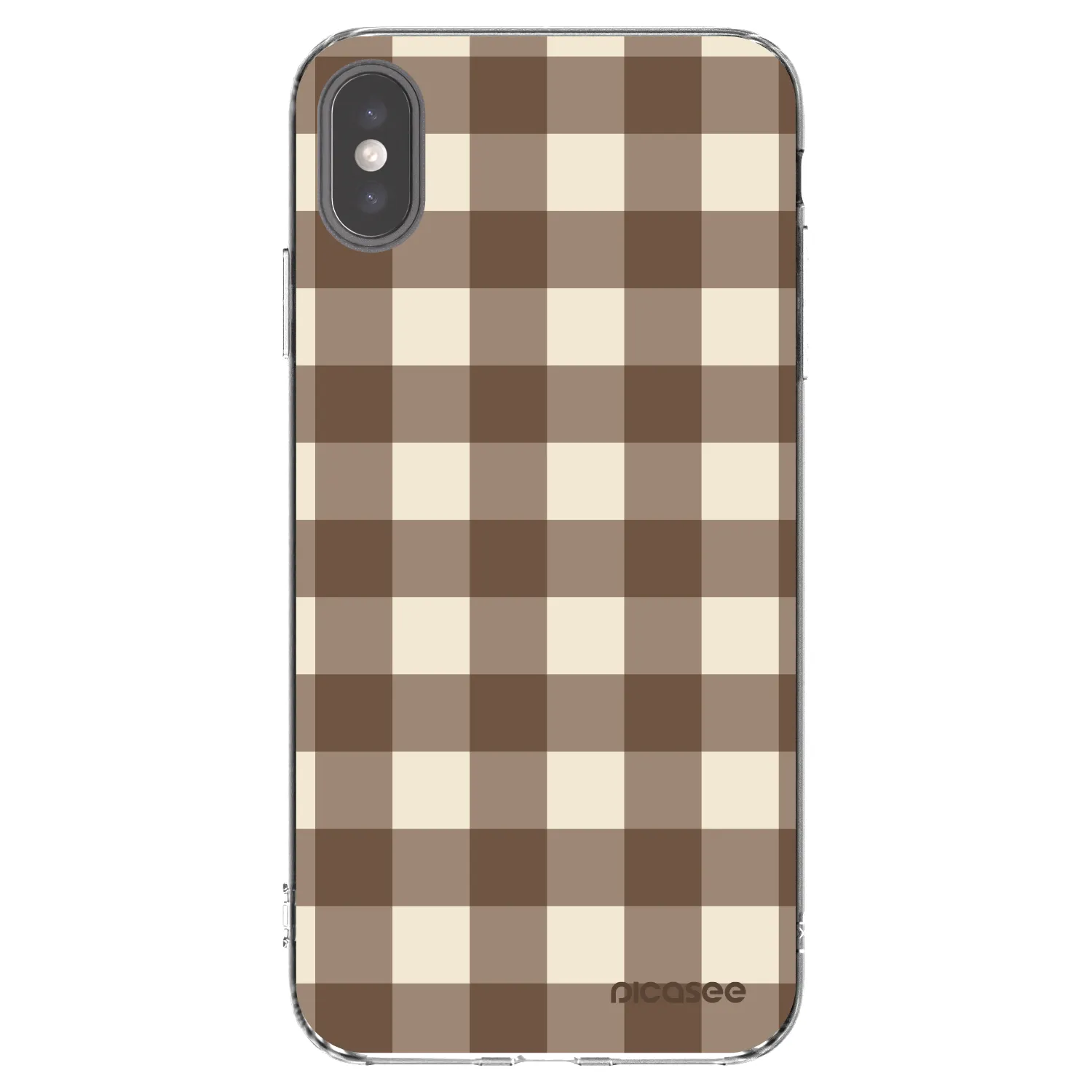 Picasee silikonska prozirna maskica za Apple iPhone XS Max - Brown grid