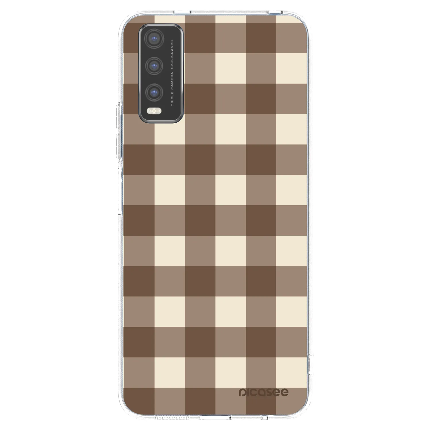 Picasee silikonska prozirna maskica za Vivo Y20s - Brown grid