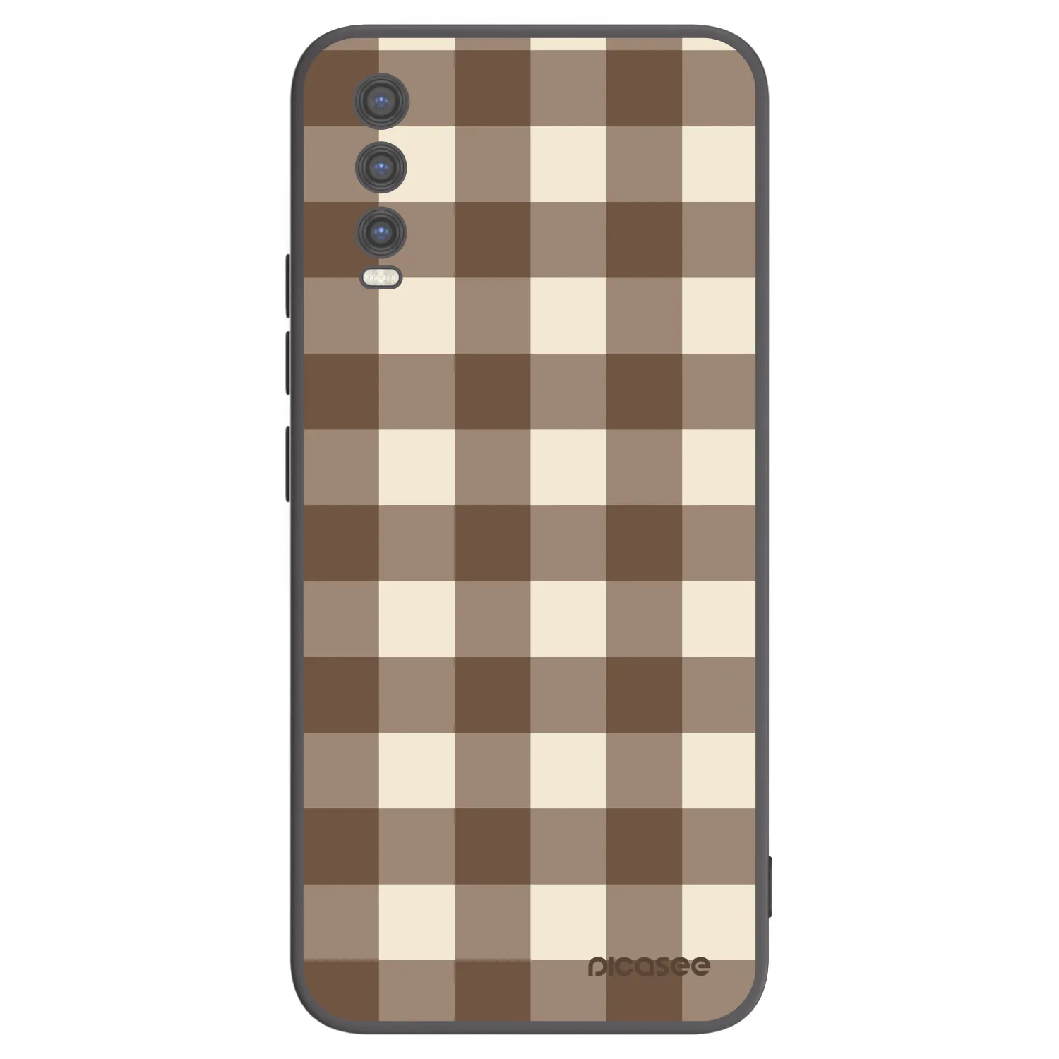 Picasee crna silikonska maskica za Vivo Y20s - Brown grid