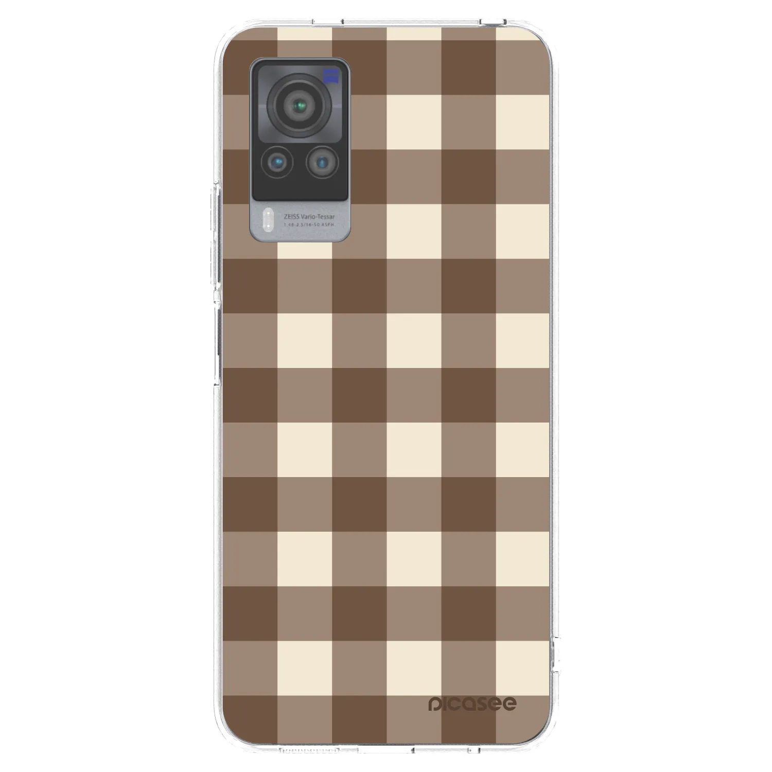 Picasee silikonska prozirna maskica za Vivo X60 Pro 5G - Brown grid