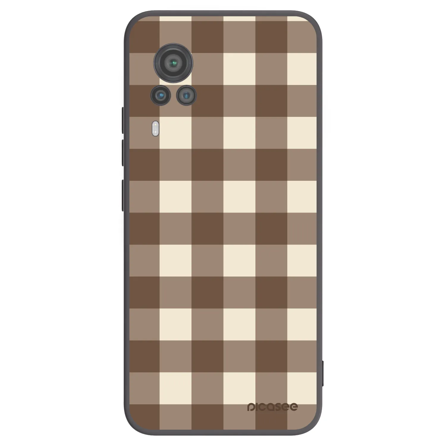 Picasee crna silikonska maskica za Vivo X60 Pro 5G - Brown grid