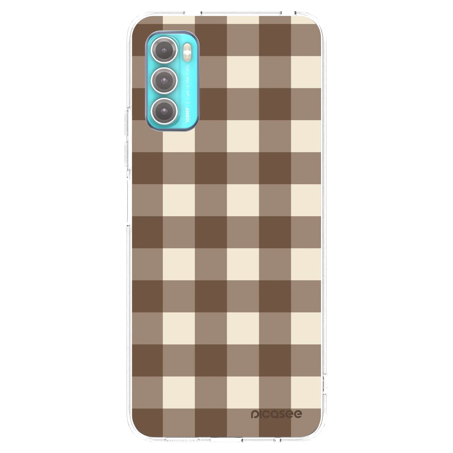 Picasee silikonska prozirna maskica za Motorola Moto G60 - Brown grid
