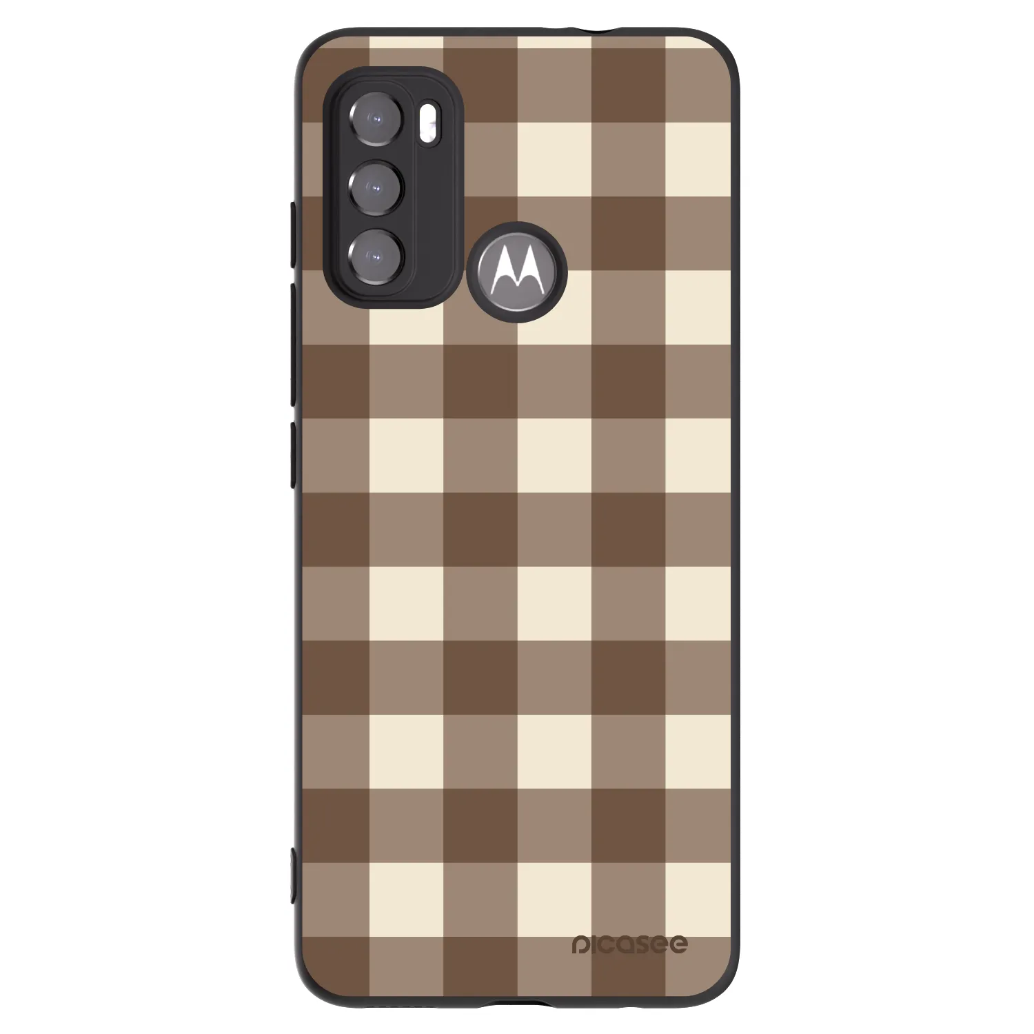Picasee crna silikonska maskica za Motorola Moto G60 - Brown grid