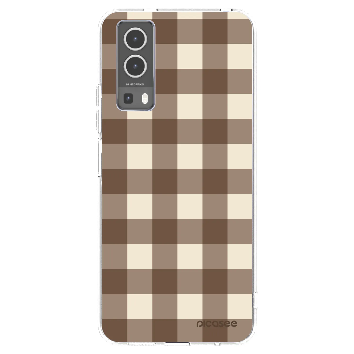 Picasee silikonska prozirna maskica za Vivo Y72 5G - Brown grid