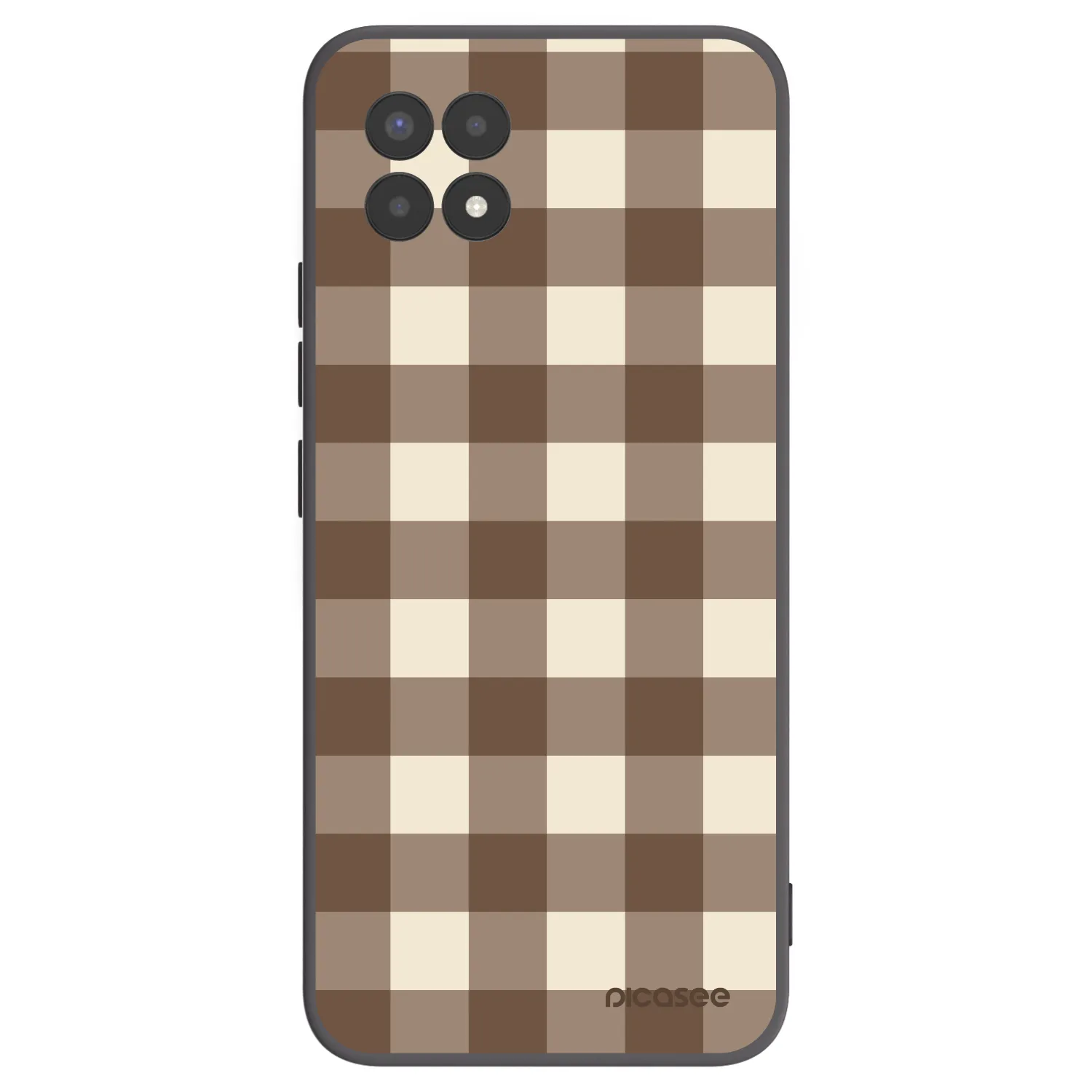 Picasee crna silikonska maskica za Realme 8i - Brown grid