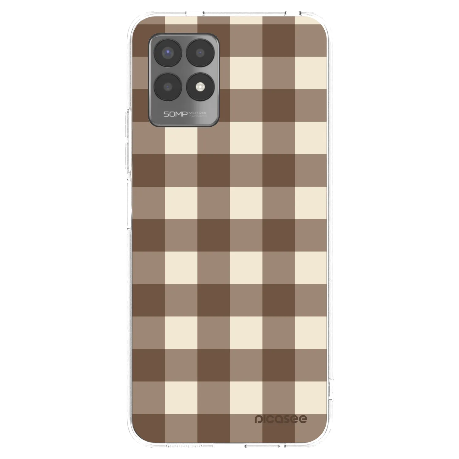 Picasee silikonska prozirna maskica za Realme 8i - Brown grid
