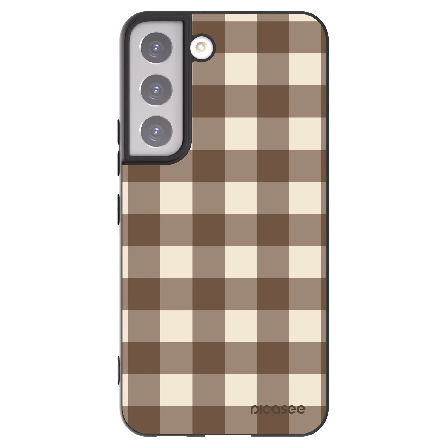 Picasee crna silikonska maskica za Samsung Galaxy S22 5G - Brown grid