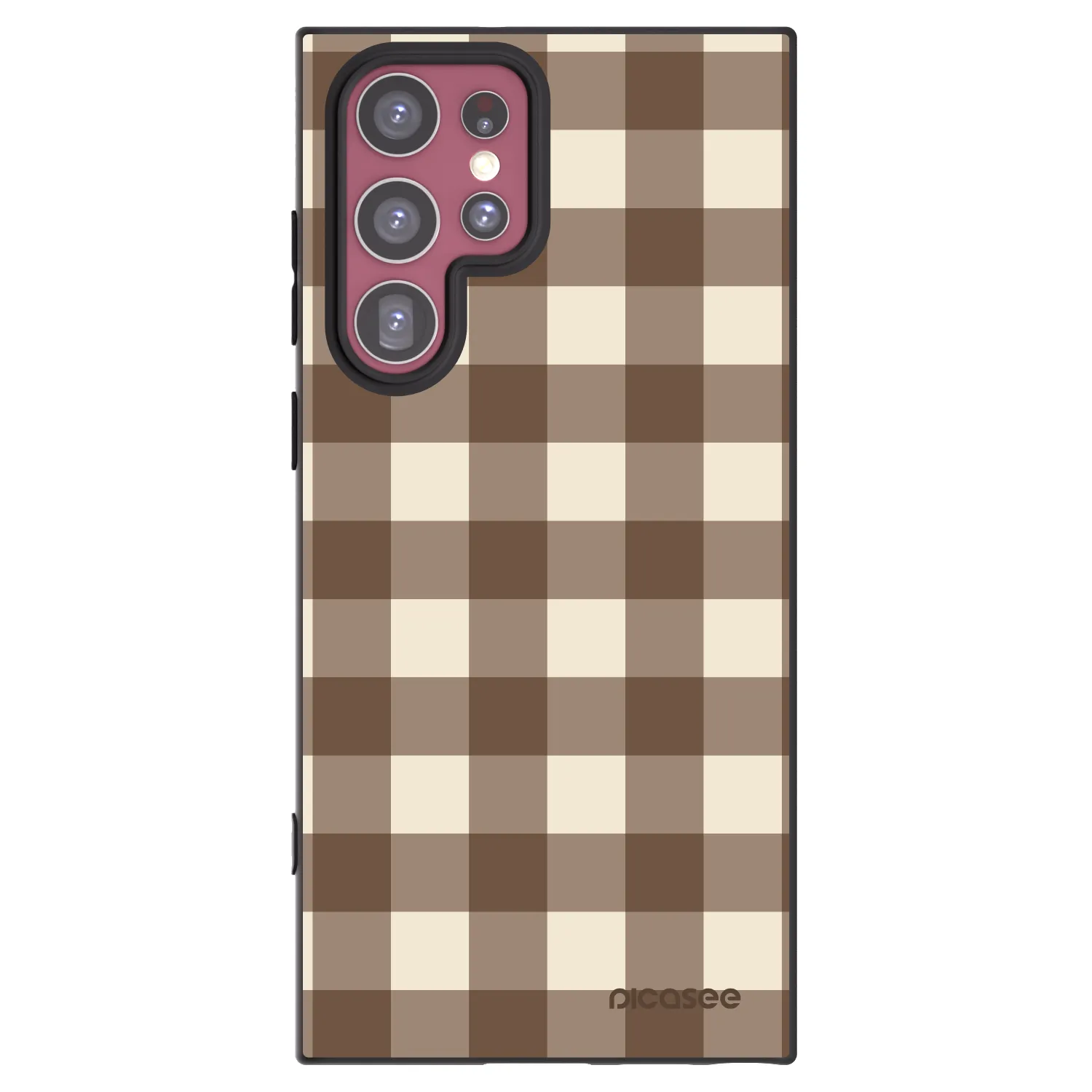 Picasee crna silikonska maskica za Samsung Galaxy S22 Ultra 5G - Brown grid