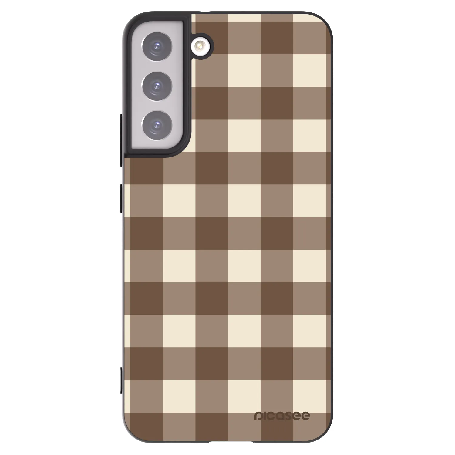 Picasee crna silikonska maskica za Samsung Galaxy S22+ 5G - Brown grid