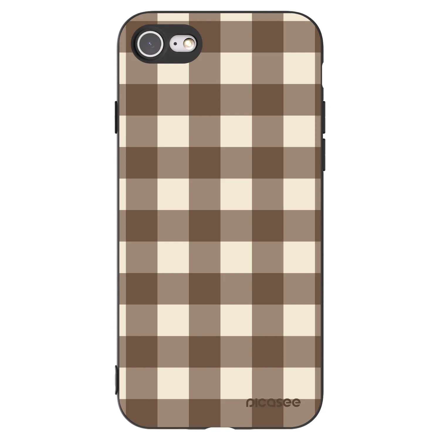 Picasee crna silikonska maskica za Apple iPhone SE 2022 - Brown grid