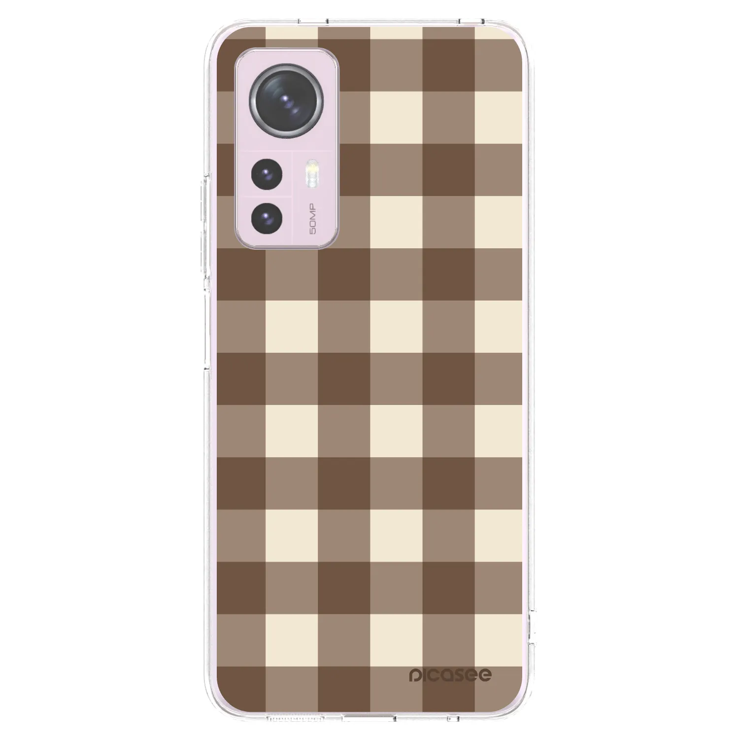 Picasee silikonska prozirna maskica za Xiaomi 12 - Brown grid