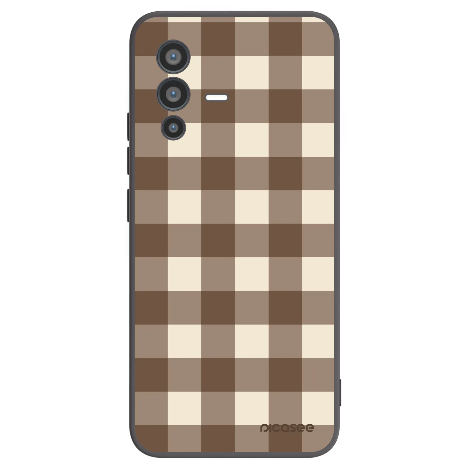 Picasee crna silikonska maskica za Vivo V23 5G - Brown grid