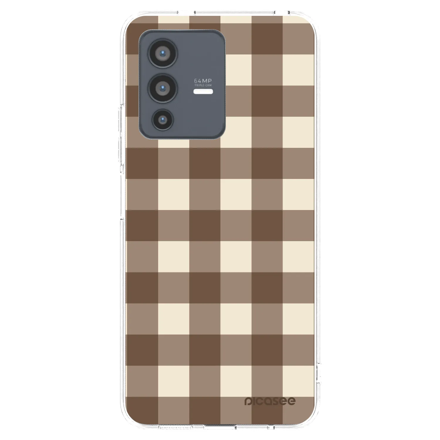 Picasee silikonska prozirna maskica za Vivo V23 5G - Brown grid
