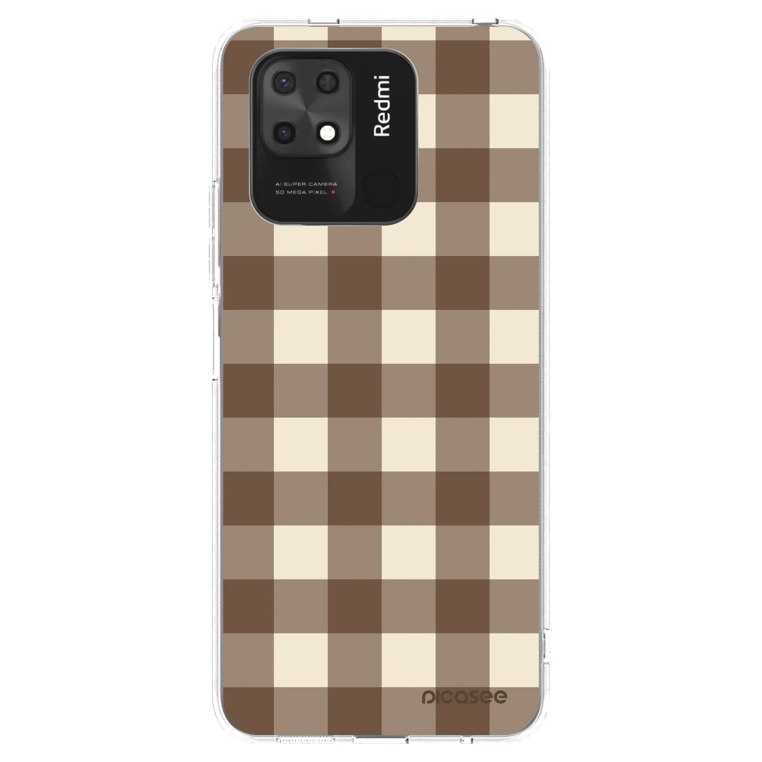 Picasee silikonska prozirna maskica za Xiaomi Redmi 10C - Brown grid