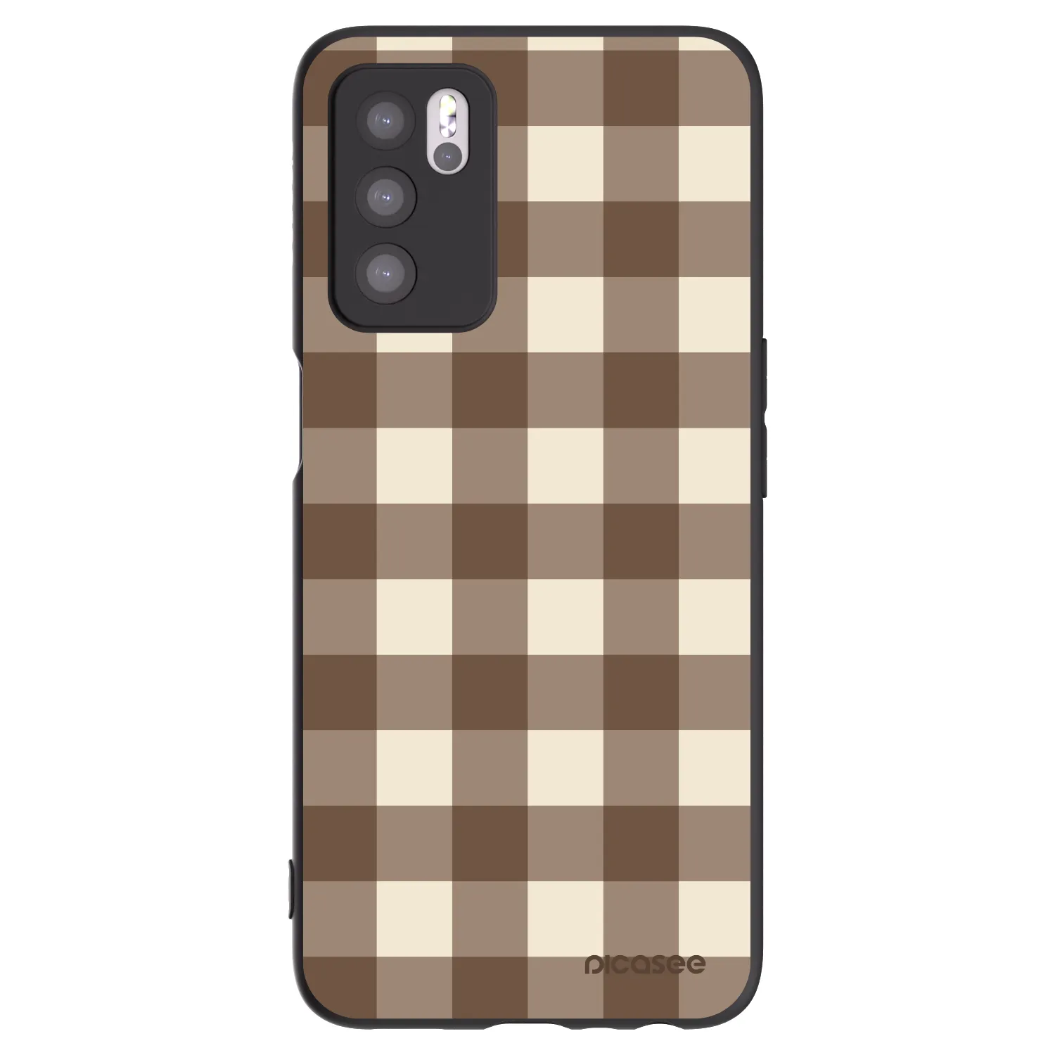 Picasee crna silikonska maskica za OPPO A16 - Brown grid