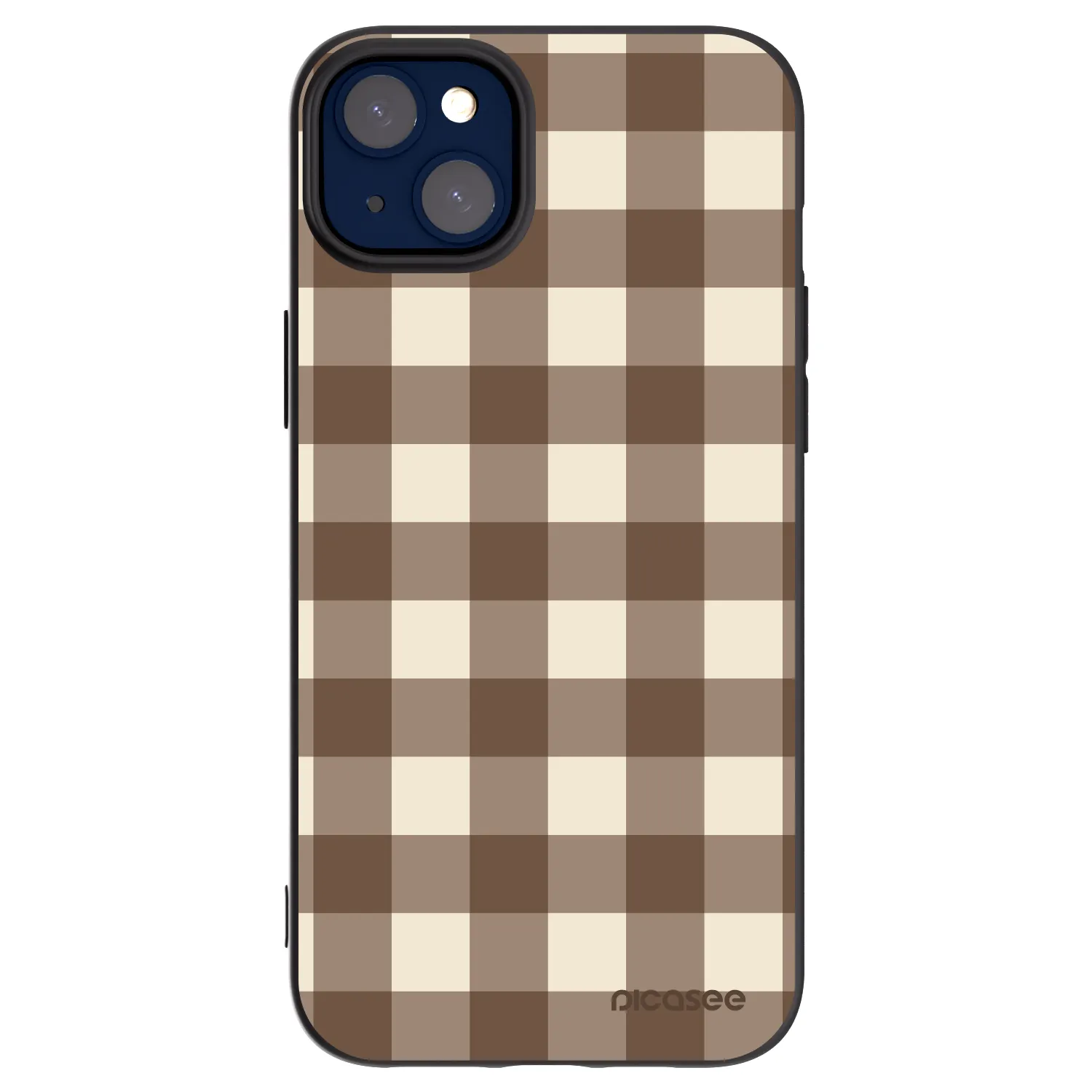 Picasee crna silikonska maskica za Apple iPhone 14 Plus - Brown grid