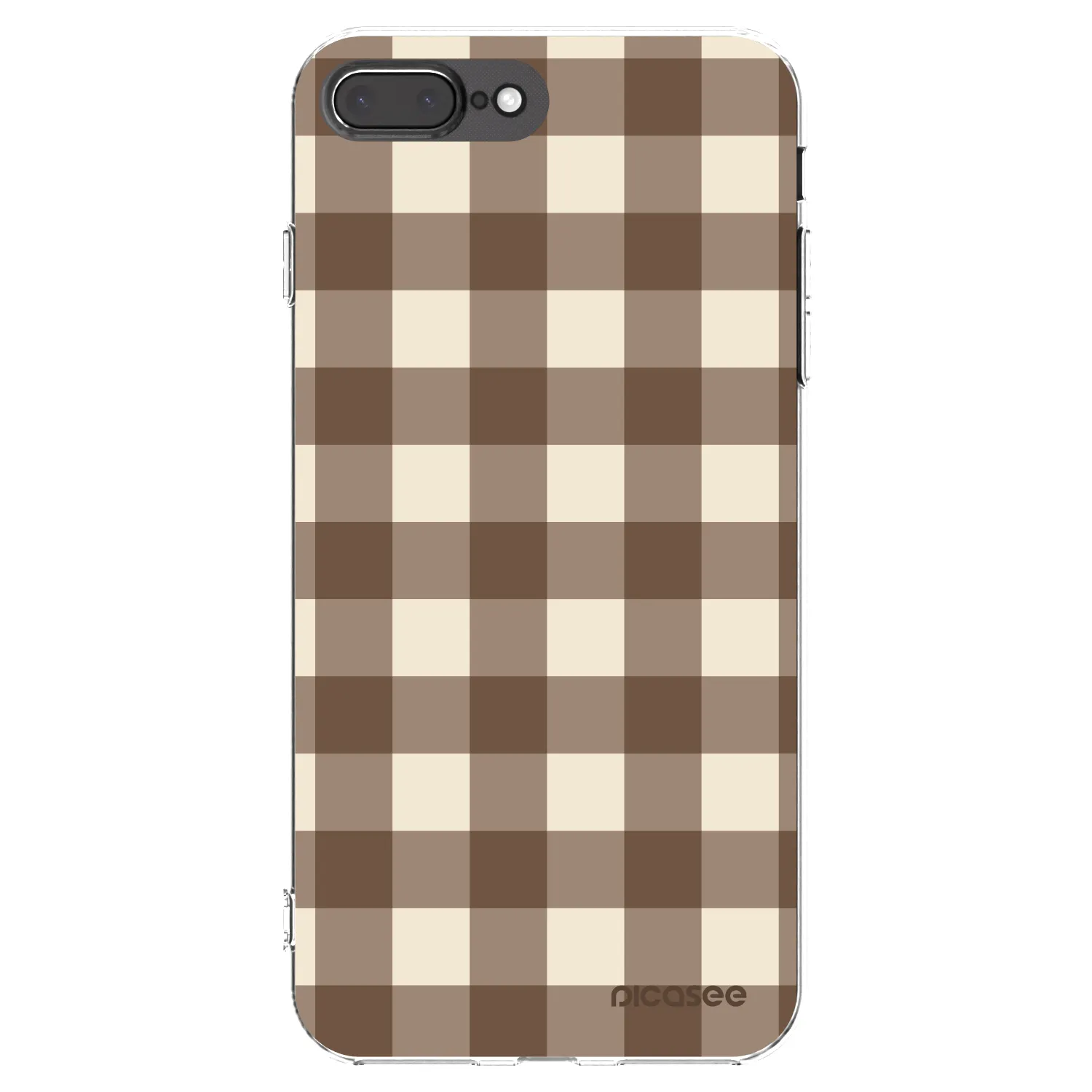 Picasee silikonska prozirna maskica za Apple iPhone 8 Plus - Brown grid