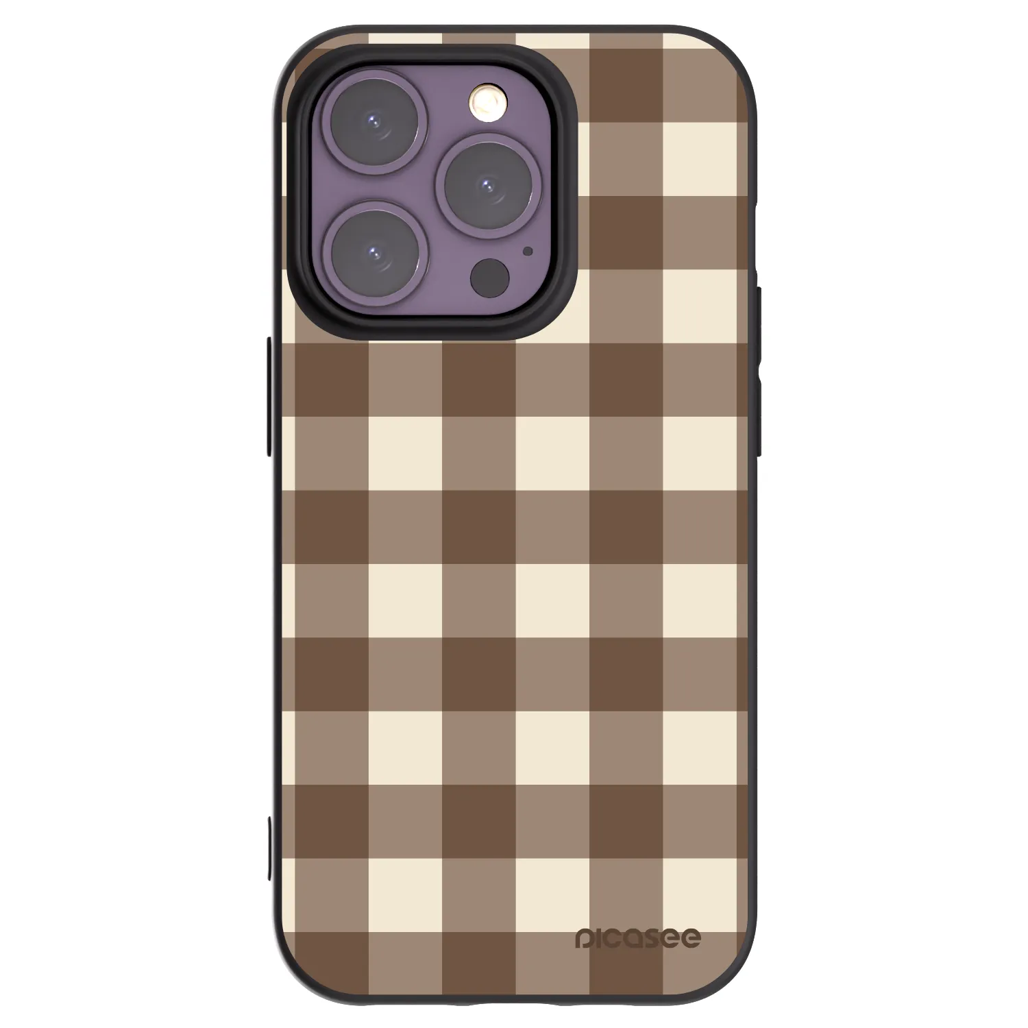 Picasee crna silikonska maskica za Apple iPhone 14 Pro - Brown grid