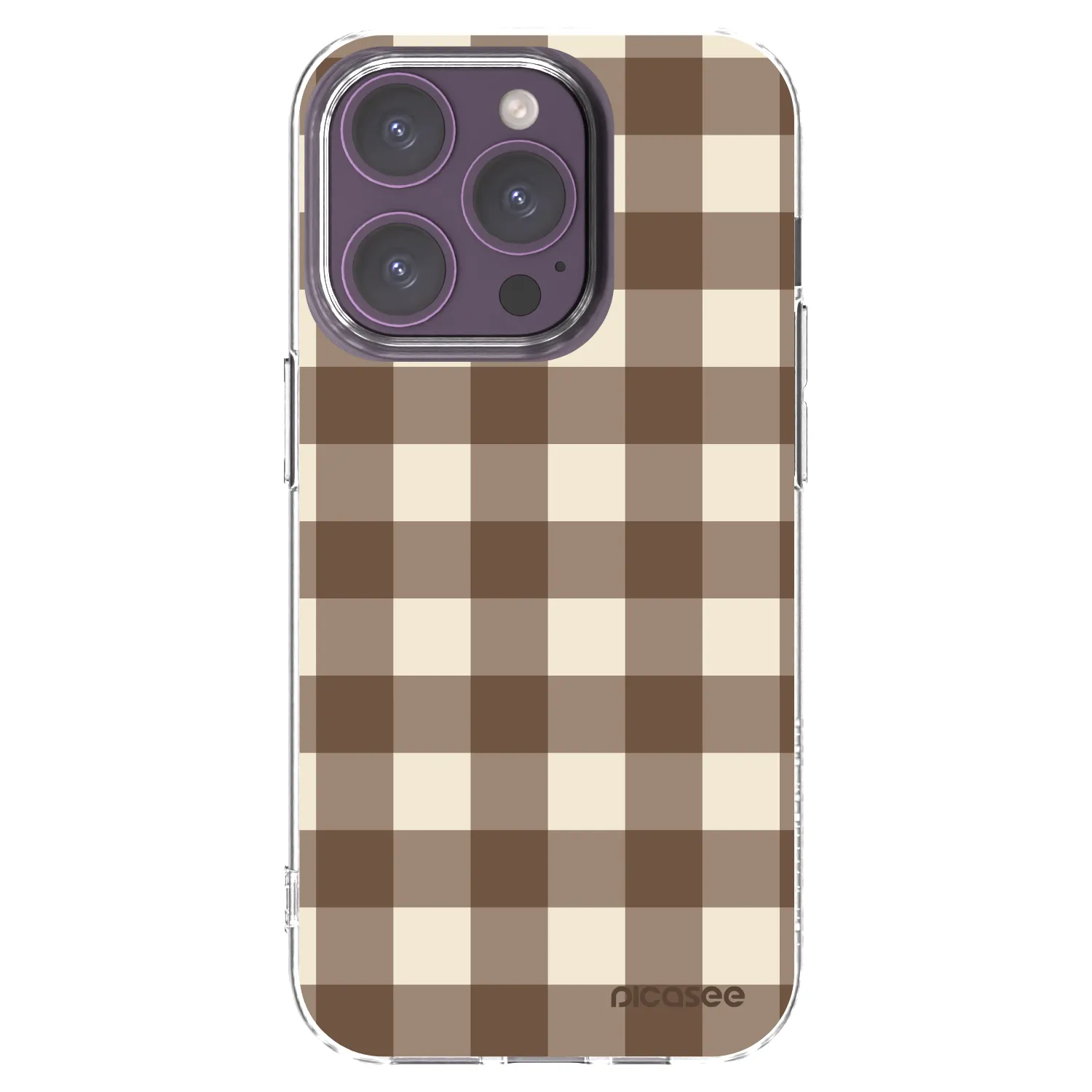 Picasee silikonska prozirna maskica za Apple iPhone 14 Pro - Brown grid