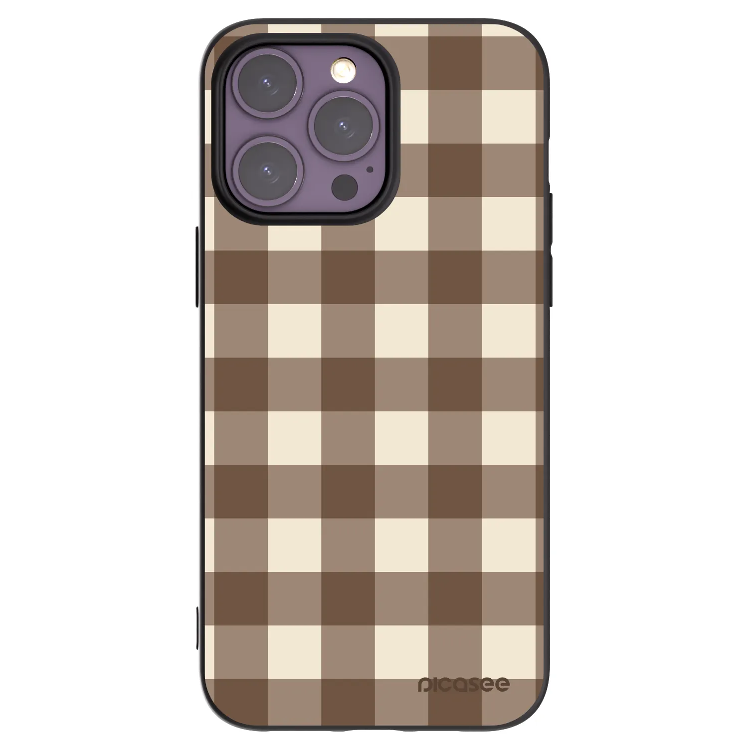 Picasee crna silikonska maskica za Apple iPhone 14 Pro Max - Brown grid