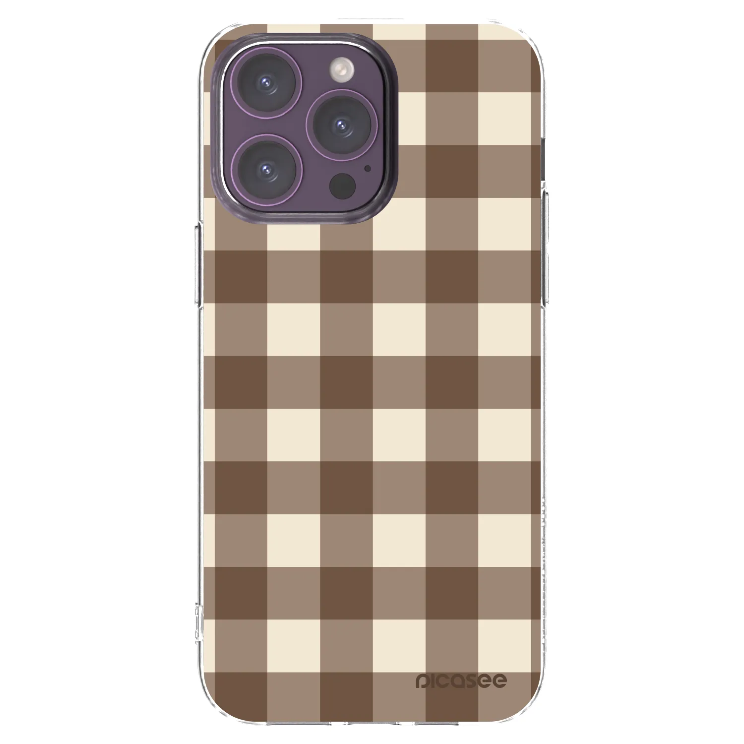 Picasee silikonska prozirna maskica za Apple iPhone 14 Pro Max - Brown grid