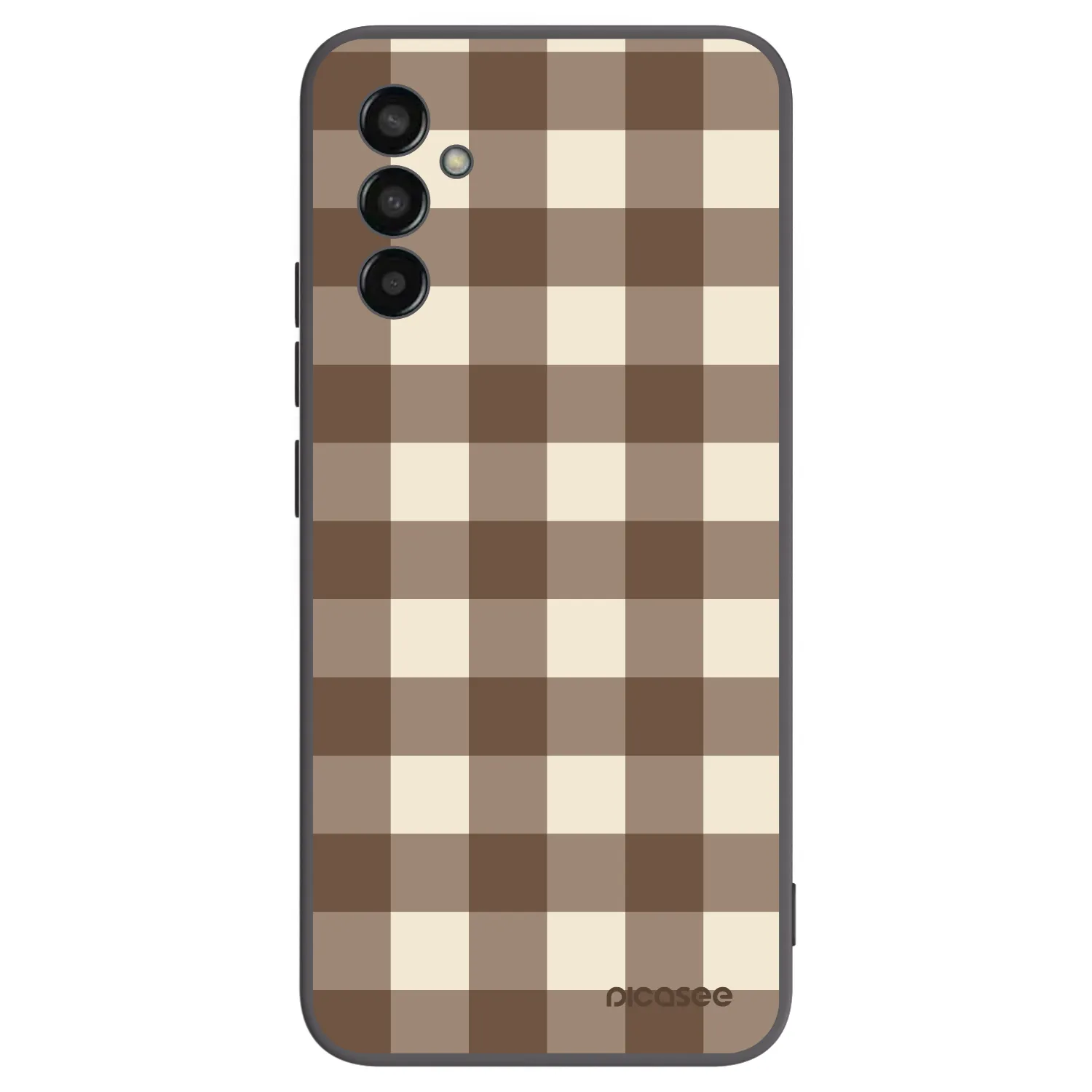 Picasee crna silikonska maskica za Samsung Galaxy M13 M135F - Brown grid