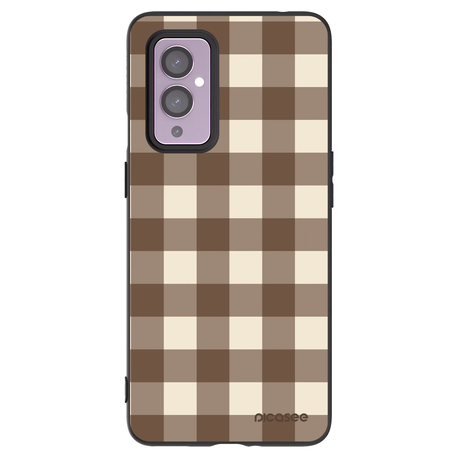 Picasee crna silikonska maskica za OnePlus 9 - Brown grid