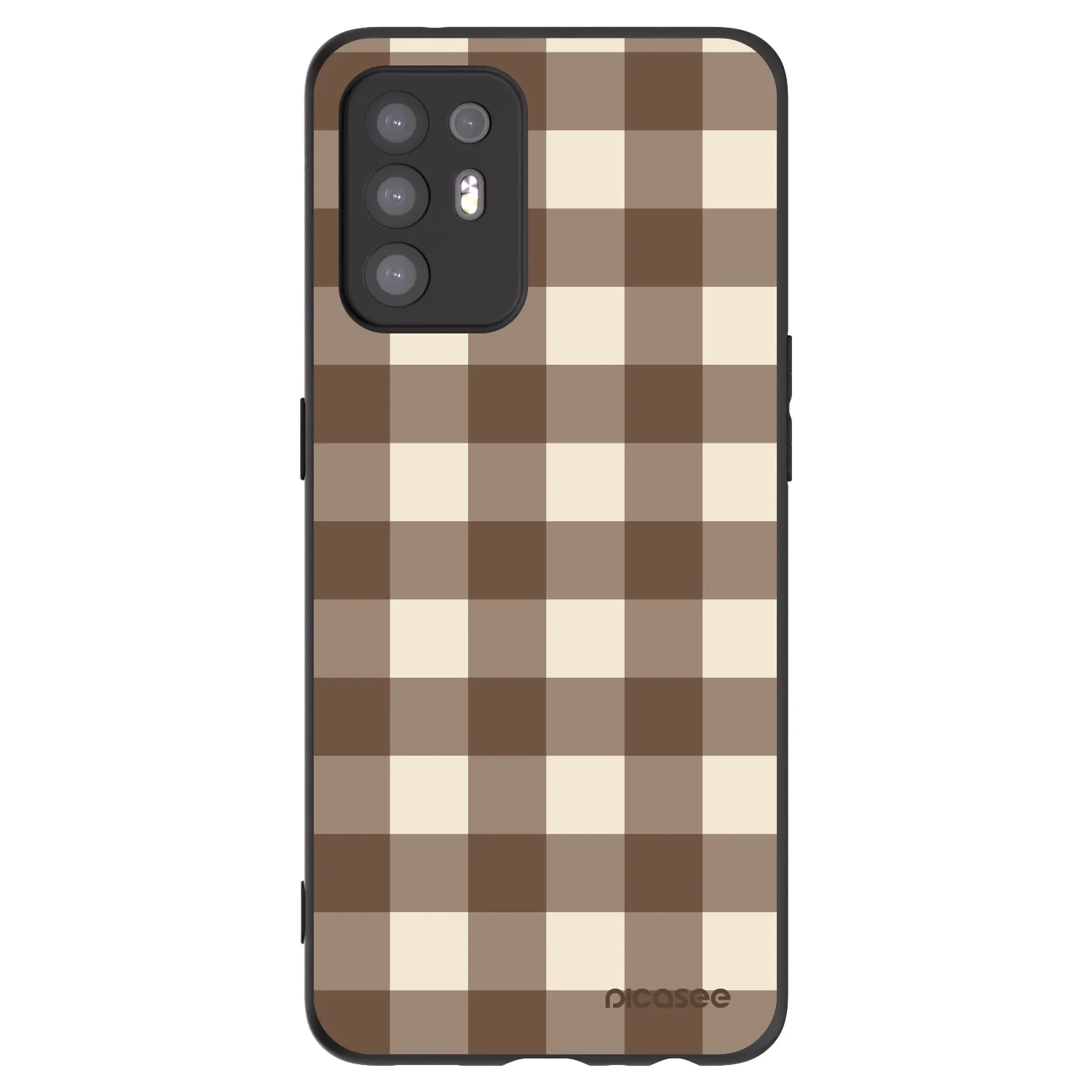 Picasee crna silikonska maskica za OPPO A94 5G - Brown grid