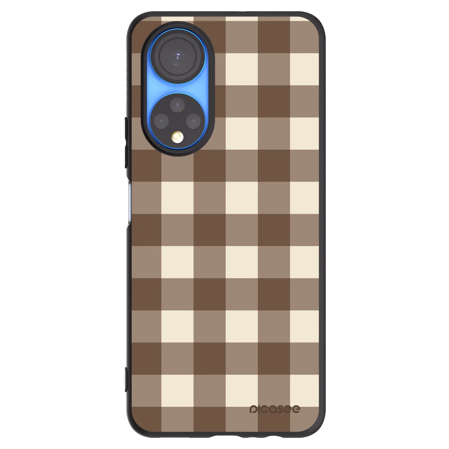 Picasee crna silikonska maskica za Honor X7 - Brown grid