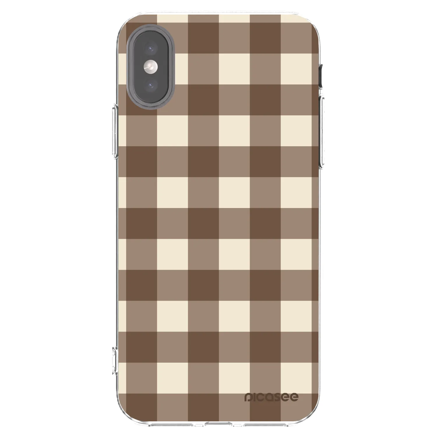Picasee silikonska prozirna maskica za Apple iPhone X/XS - Brown grid