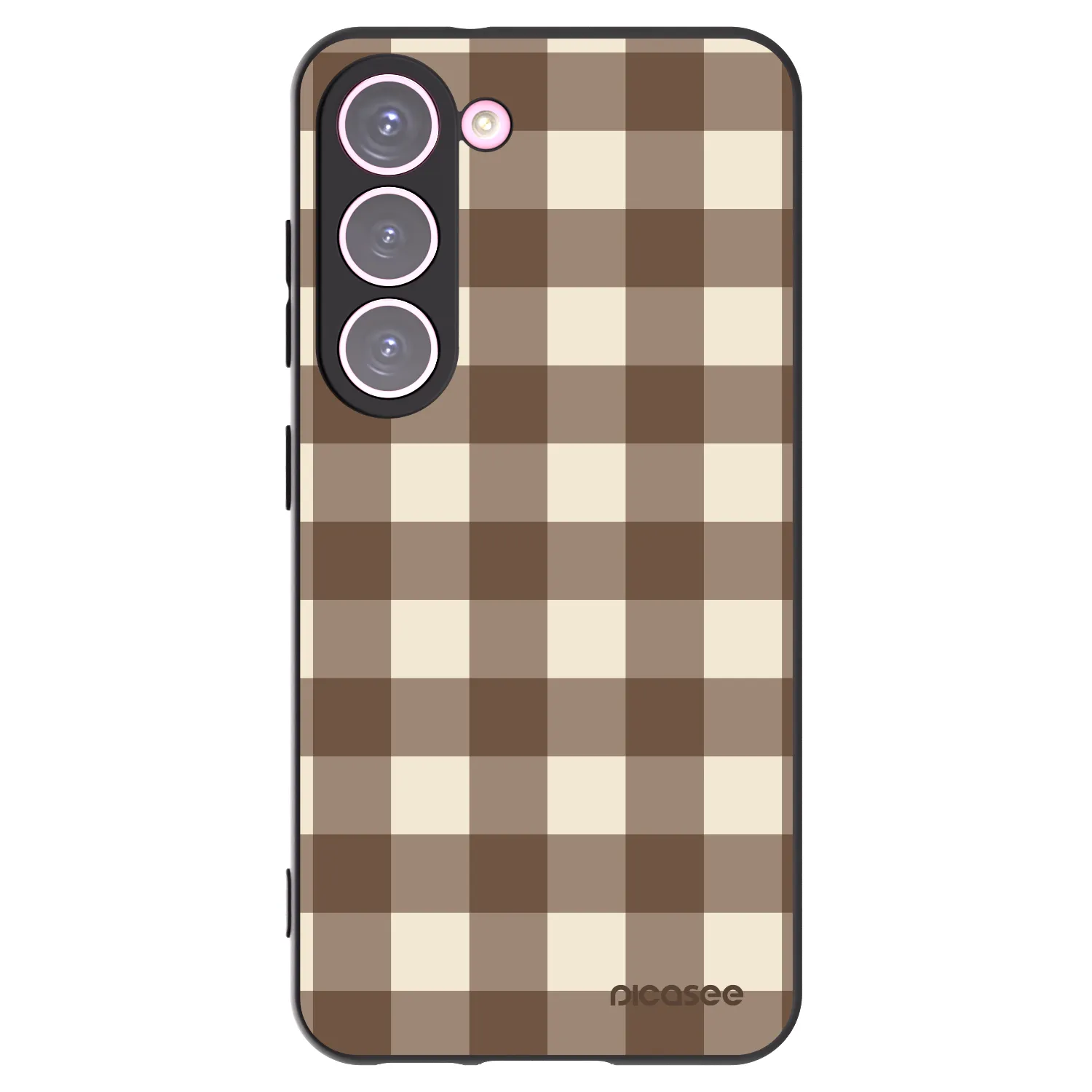 Picasee crna silikonska maskica za Samsung Galaxy S23 5G - Brown grid