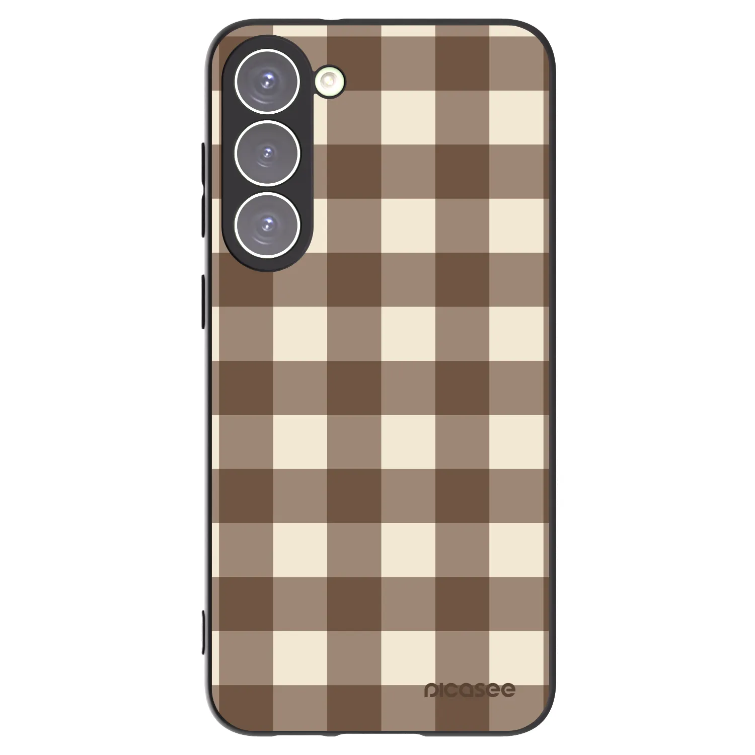 Picasee crna silikonska maskica za Samsung Galaxy S23+ 5G - Brown grid
