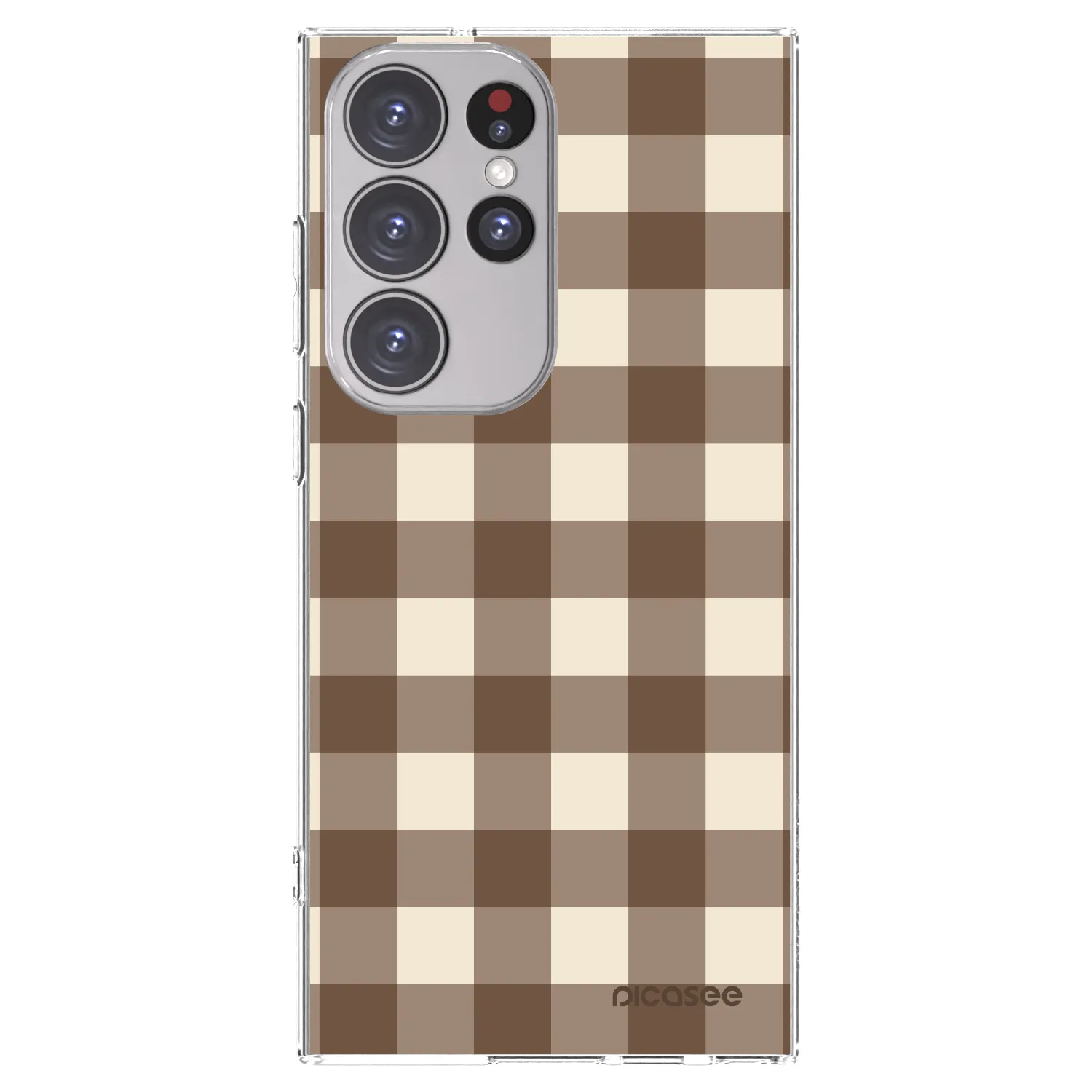 Picasee silikonska prozirna maskica za Samsung Galaxy S23 Ultra 5G - Brown grid