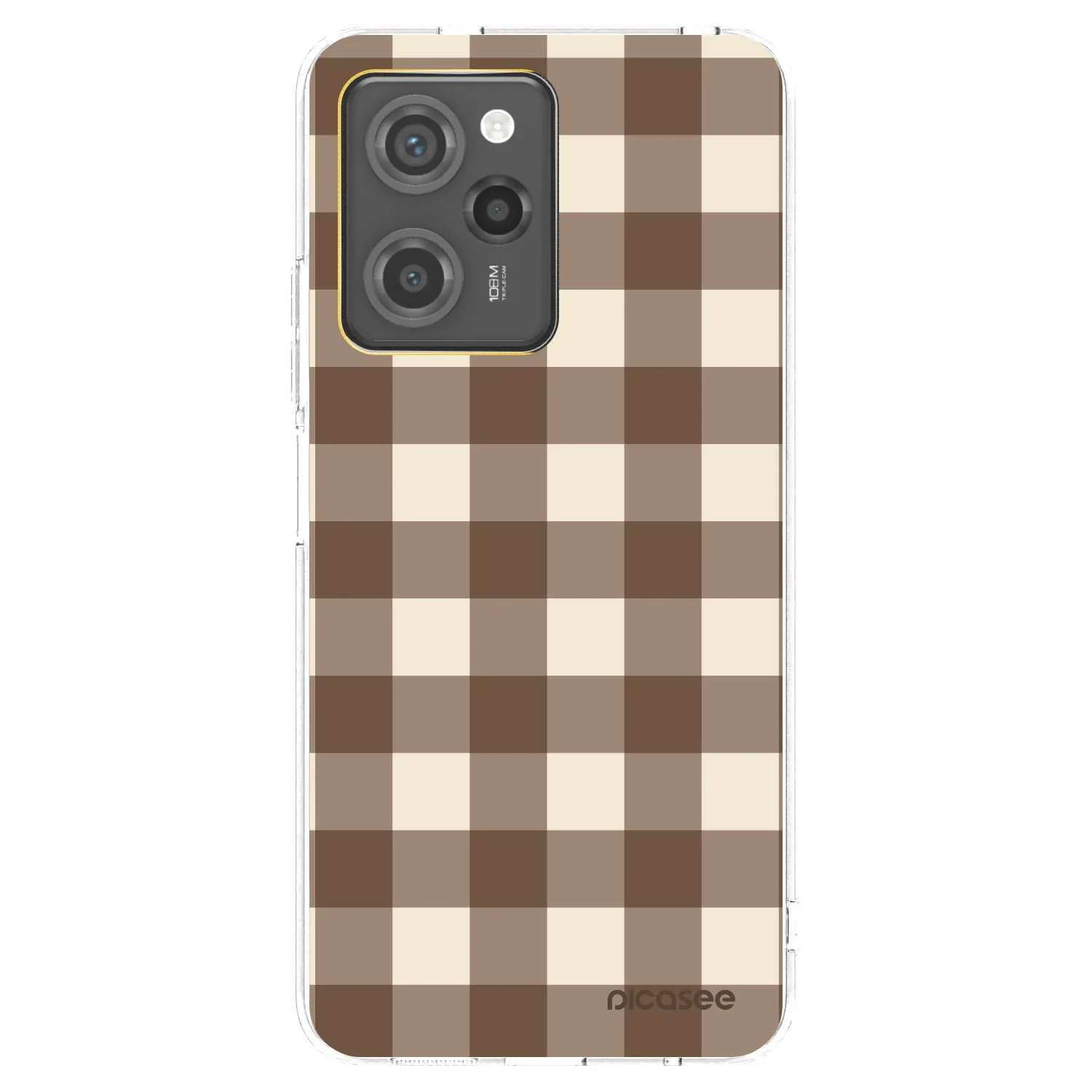 Picasee silikonska prozirna maskica za Xiaomi Poco X5 Pro - Brown grid