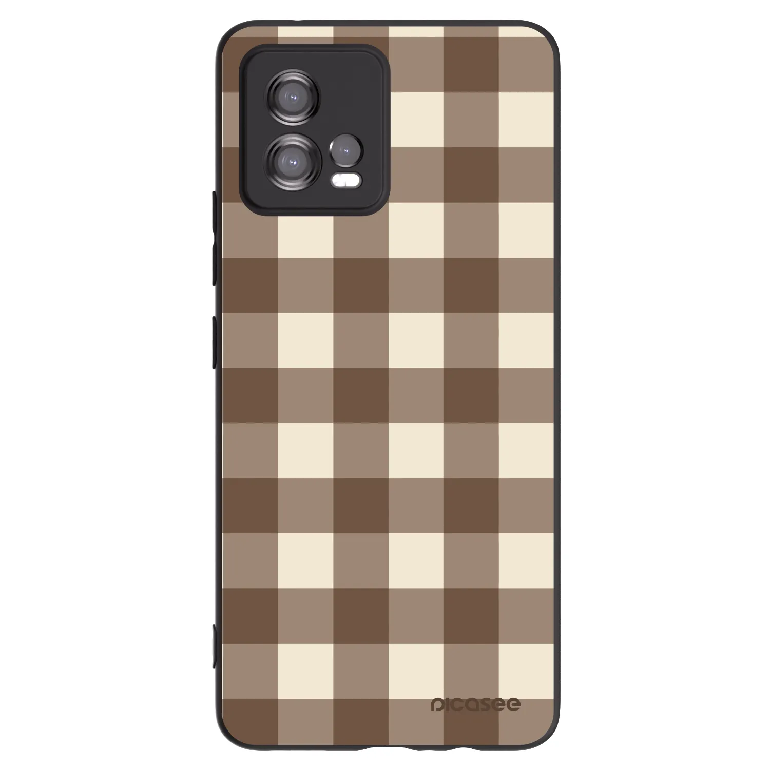 Picasee crna silikonska maskica za Motorola Moto G72 - Brown grid