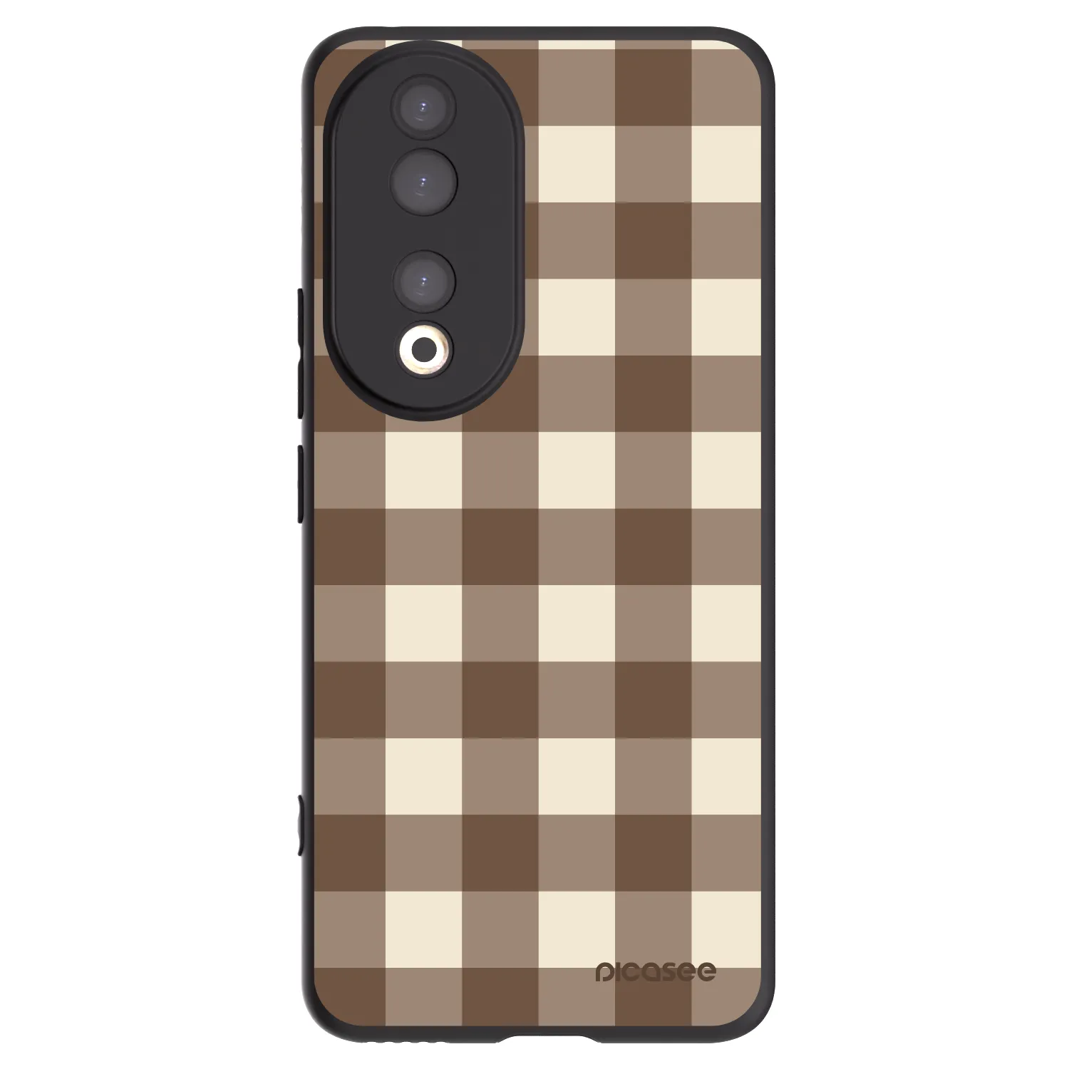 Picasee crna silikonska maskica za Honor 90 5G - Brown grid