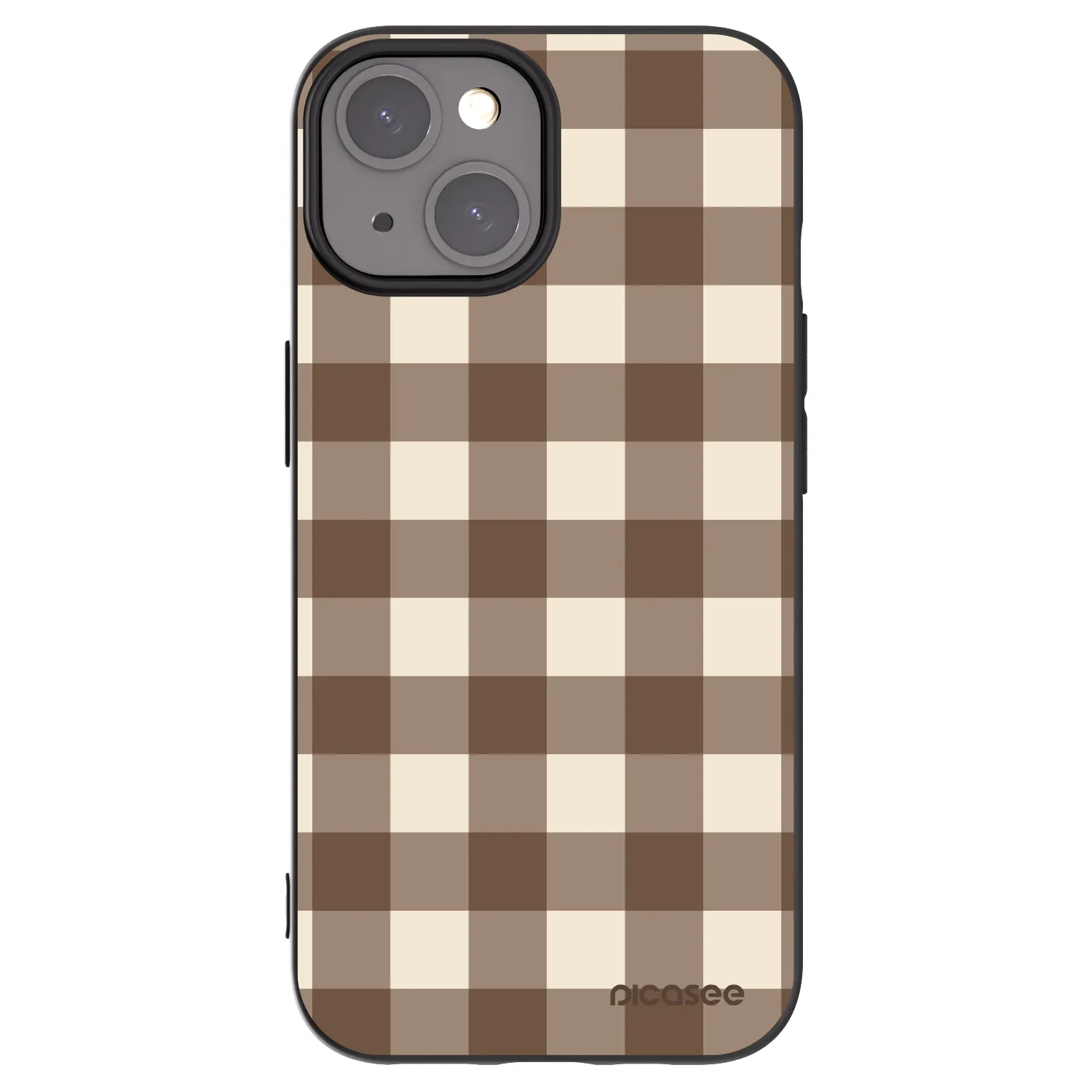 Picasee crna silikonska maskica za Apple iPhone 15 - Brown grid
