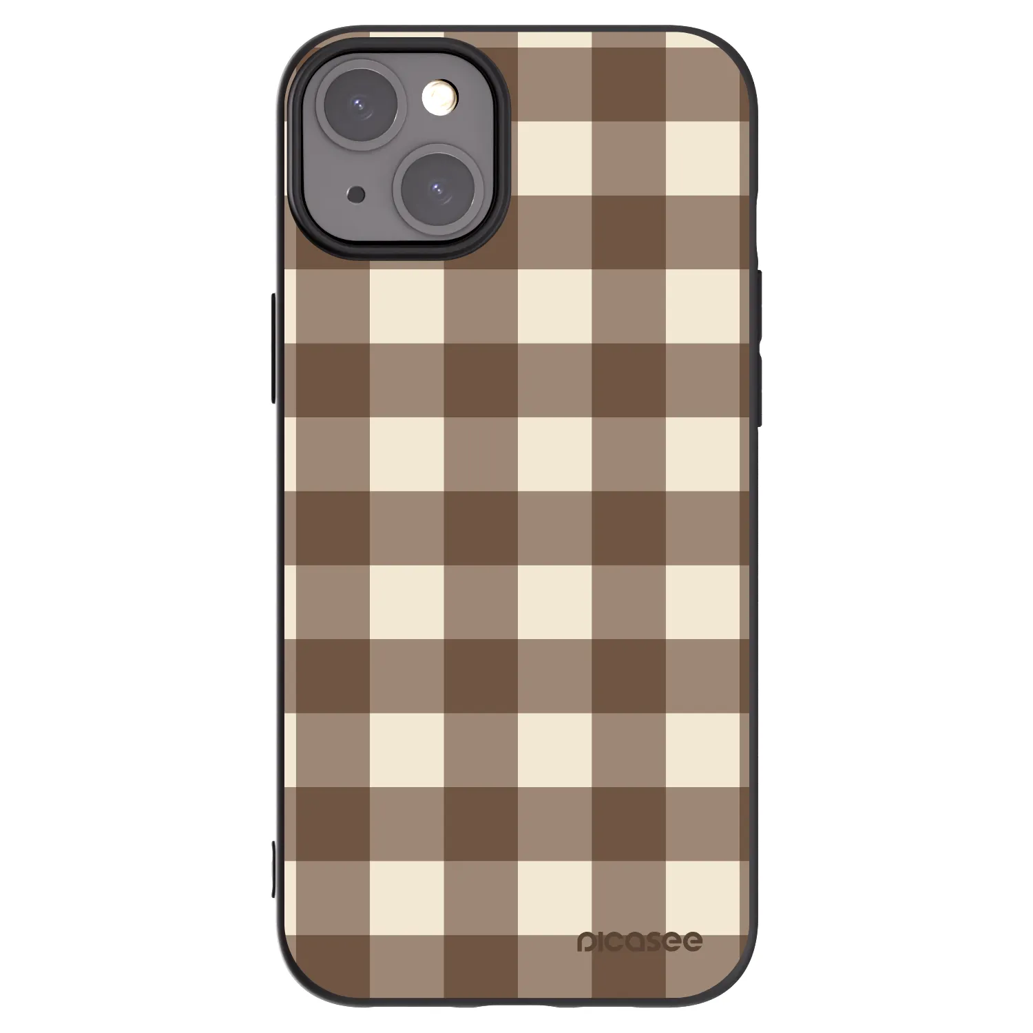 Picasee crna silikonska maskica za Apple iPhone 15 Plus - Brown grid
