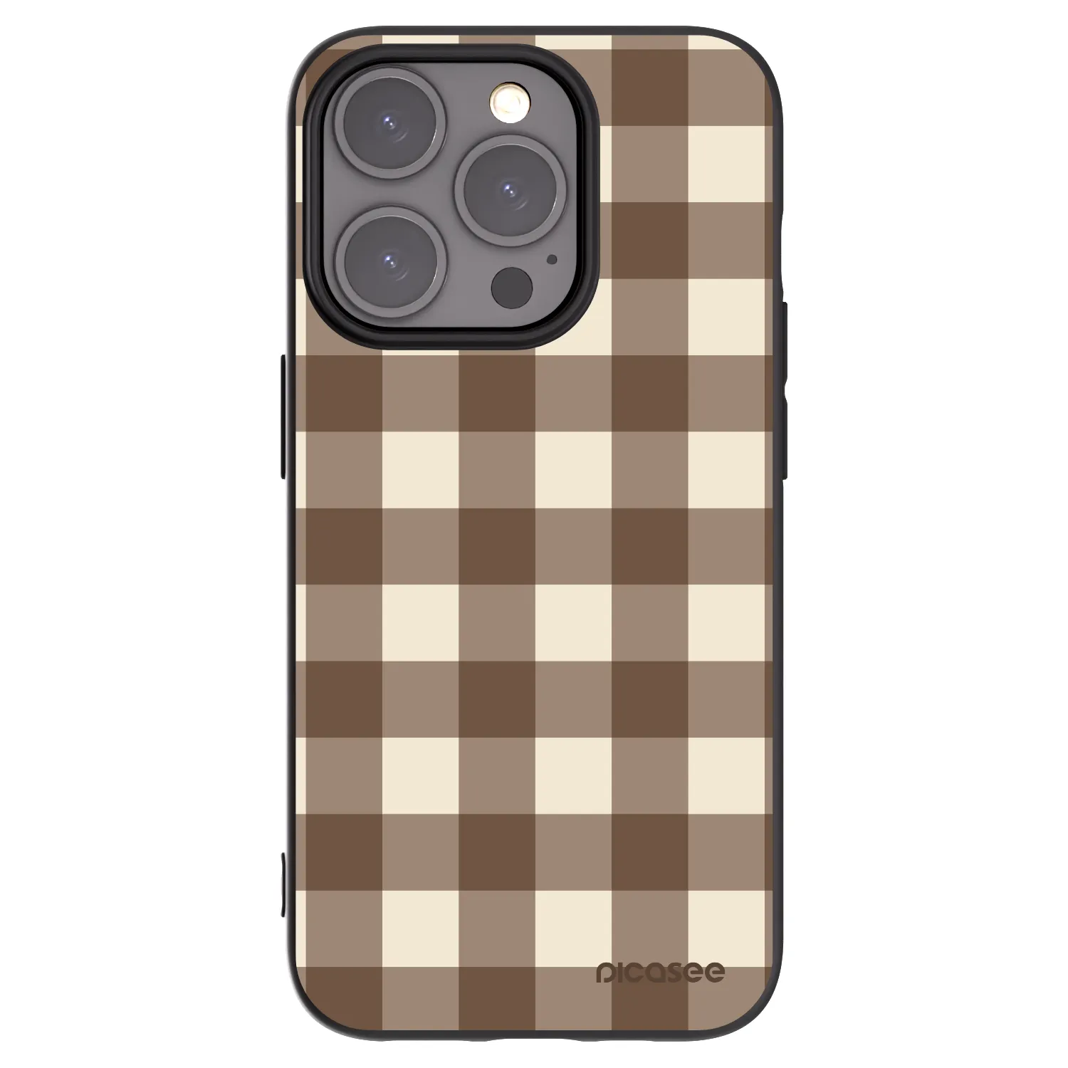 Picasee crna silikonska maskica za Apple iPhone 15 Pro - Brown grid