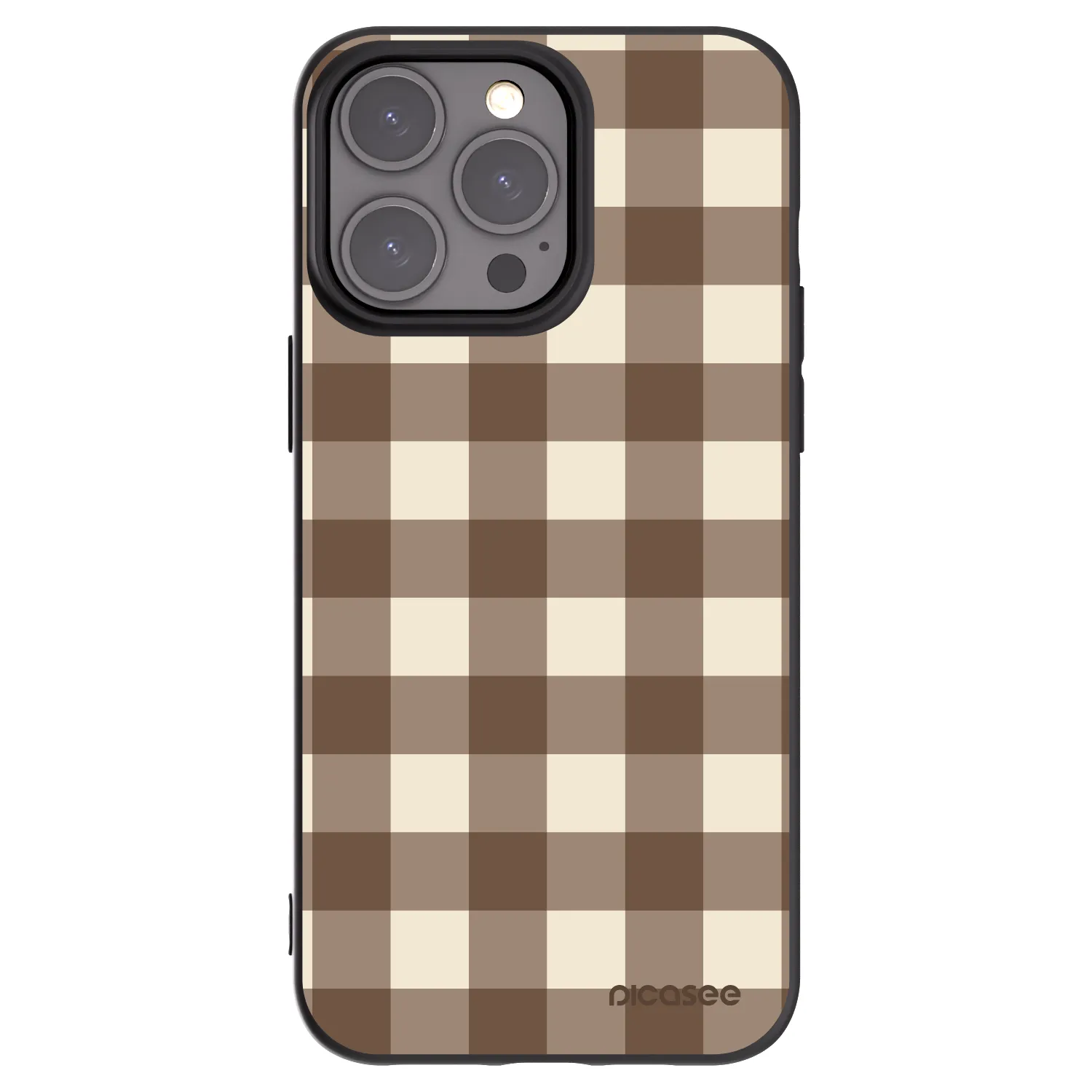 Picasee crna silikonska maskica za Apple iPhone 15 Pro Max - Brown grid