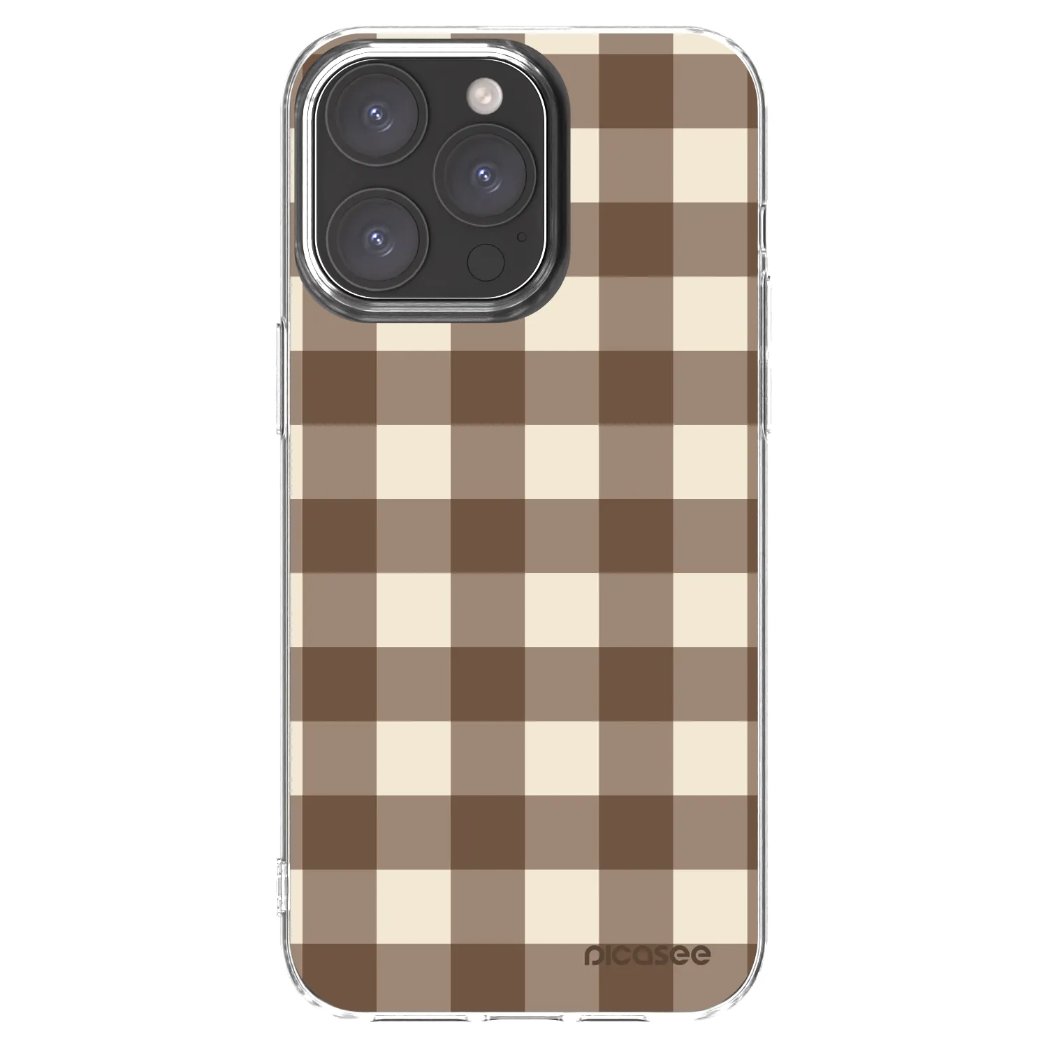 Picasee silikonska prozirna maskica za Apple iPhone 15 Pro Max - Brown grid