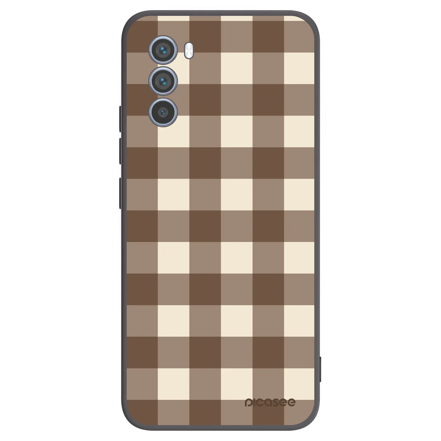 Picasee crna silikonska maskica za Motorola Moto G62 - Brown grid